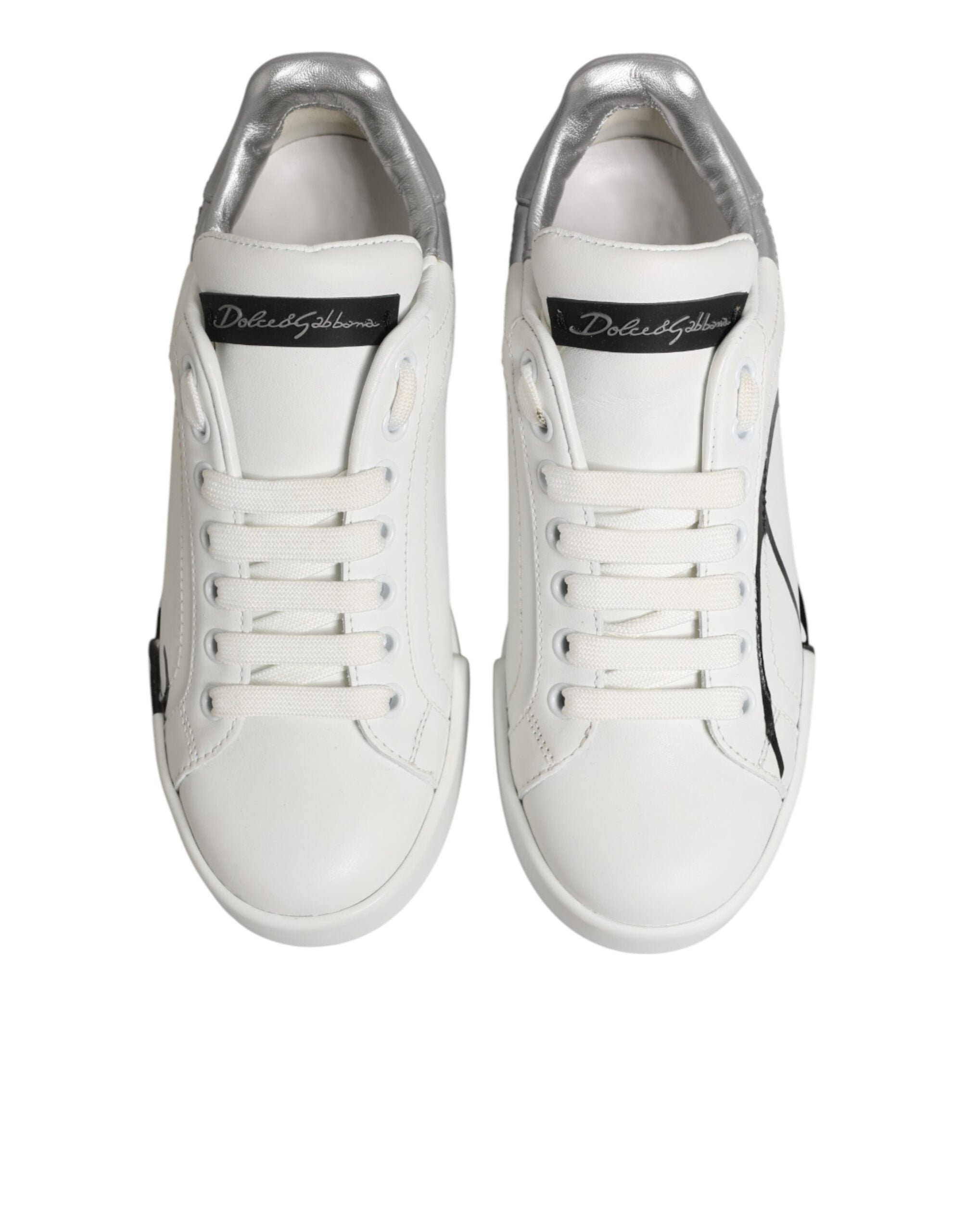 White Gray Low Top Leather Sneaker Shoes