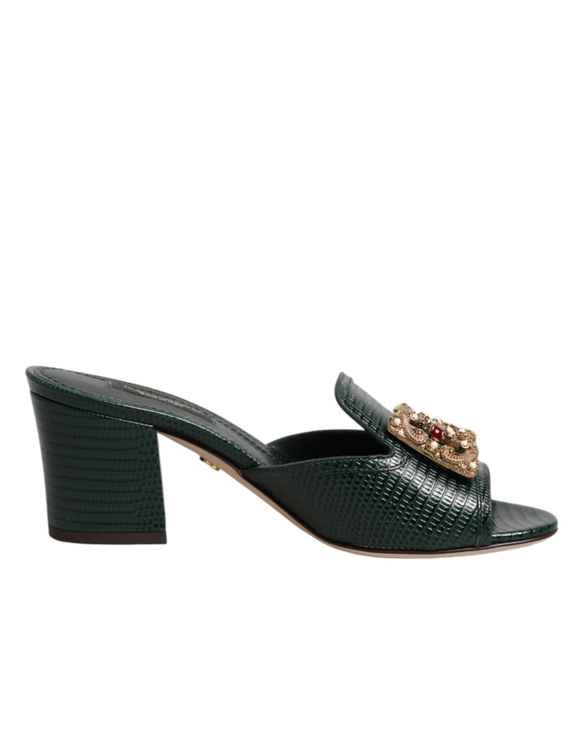 Green DG Amore Heel Slides Sandals Shoes