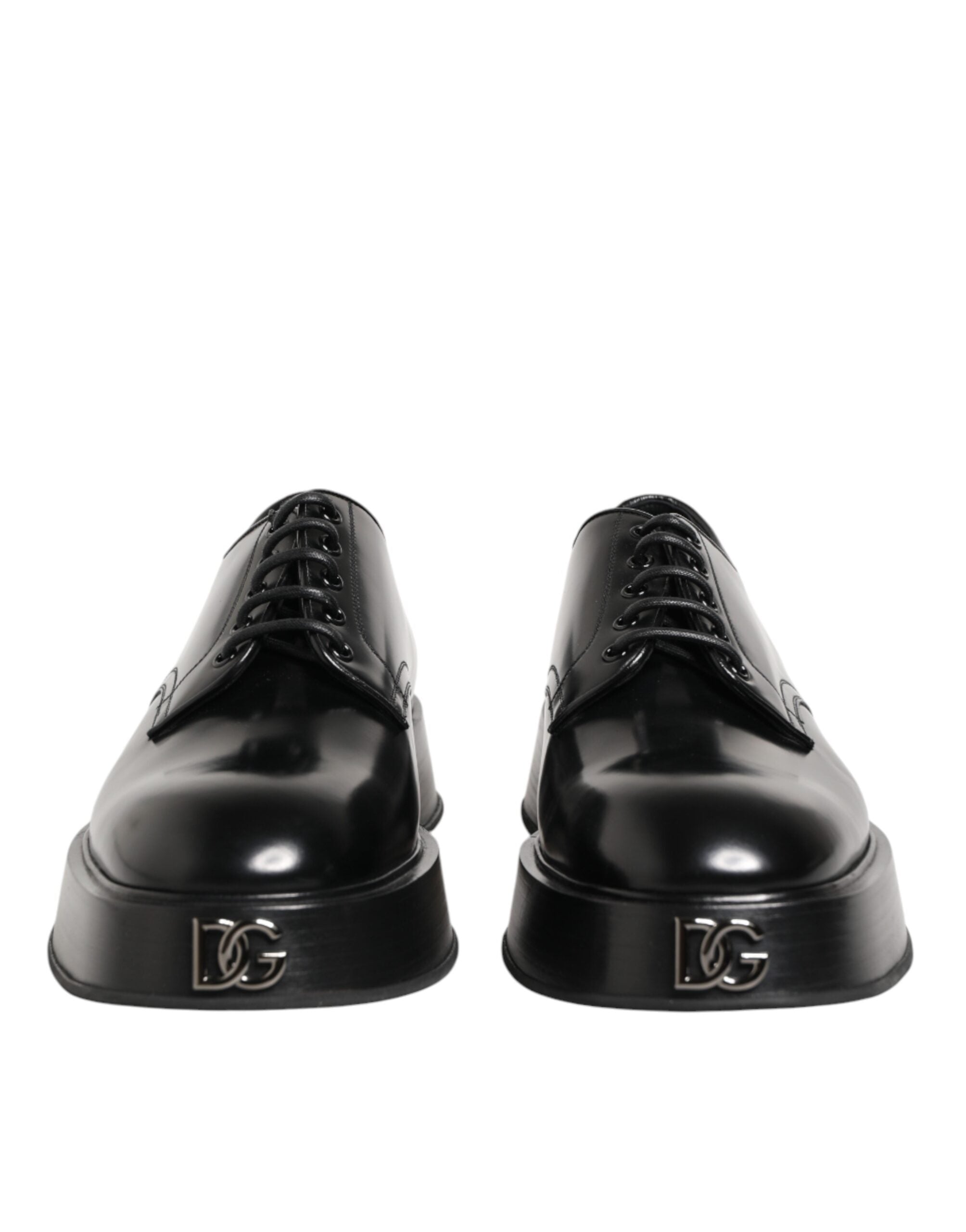 Black Calfskin Leather Men Derby Dress Shoes