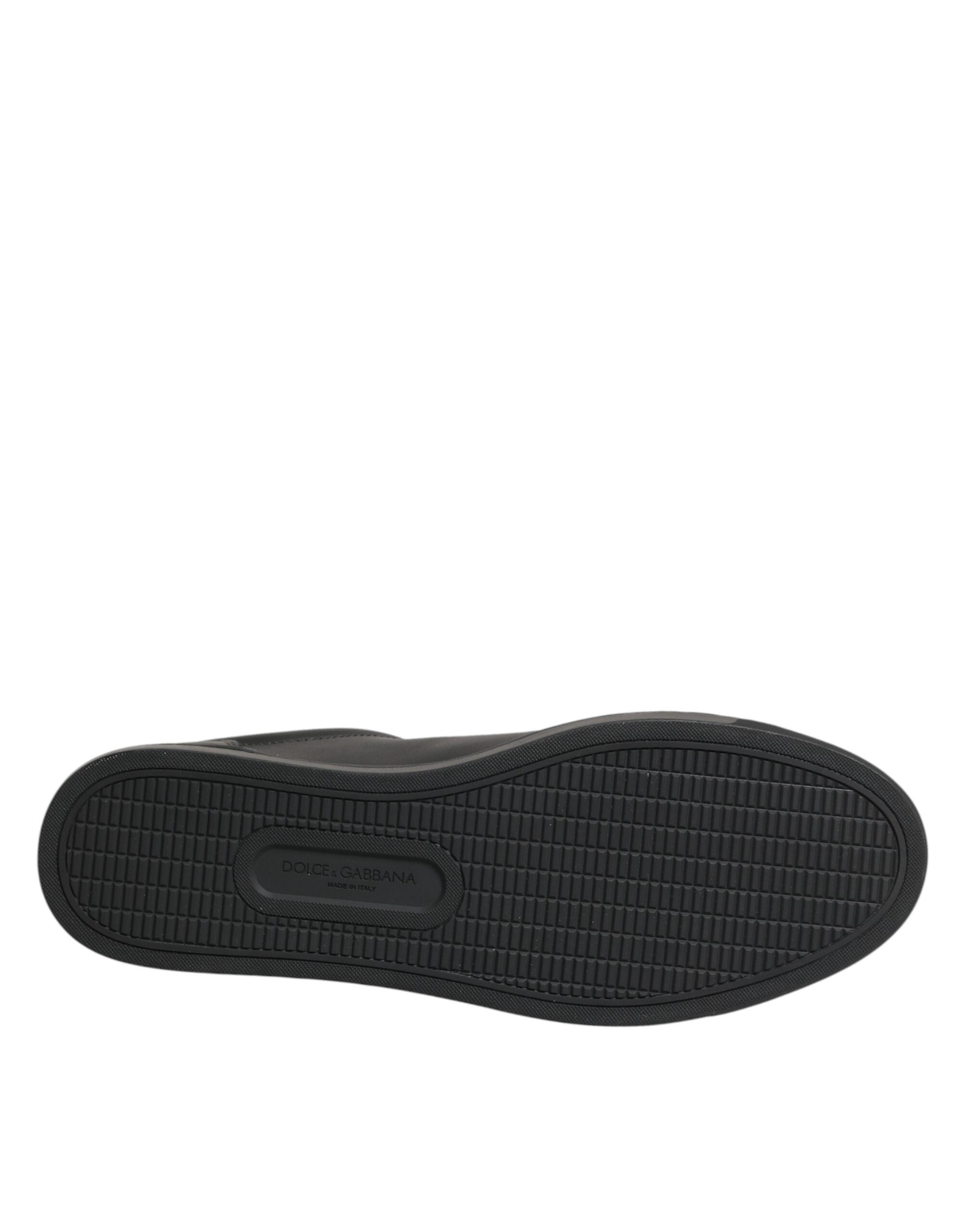 Black Leather Heart Embellished Sneakers Shoes