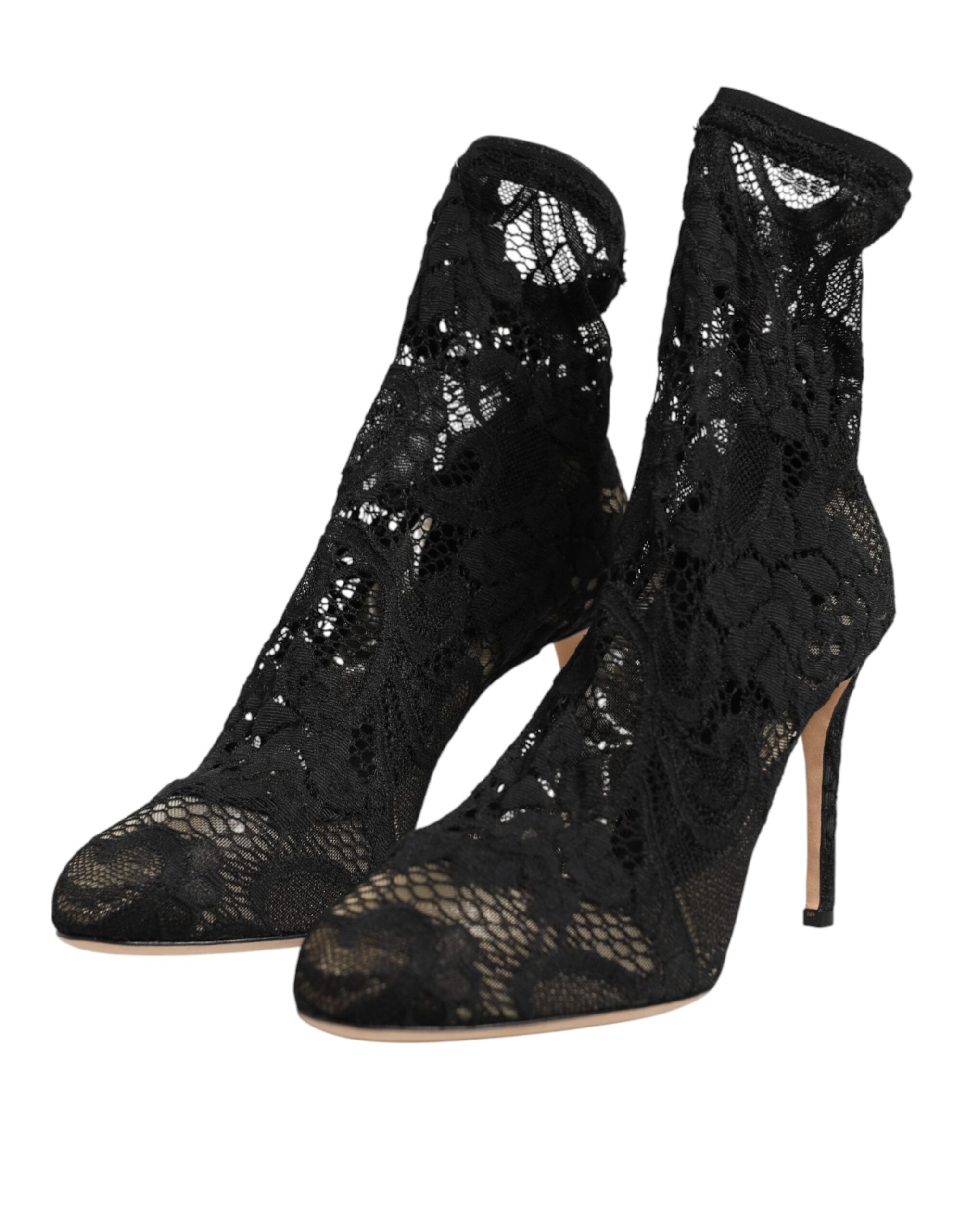 Black Stretch Socks Taormina Lace Boot Shoes