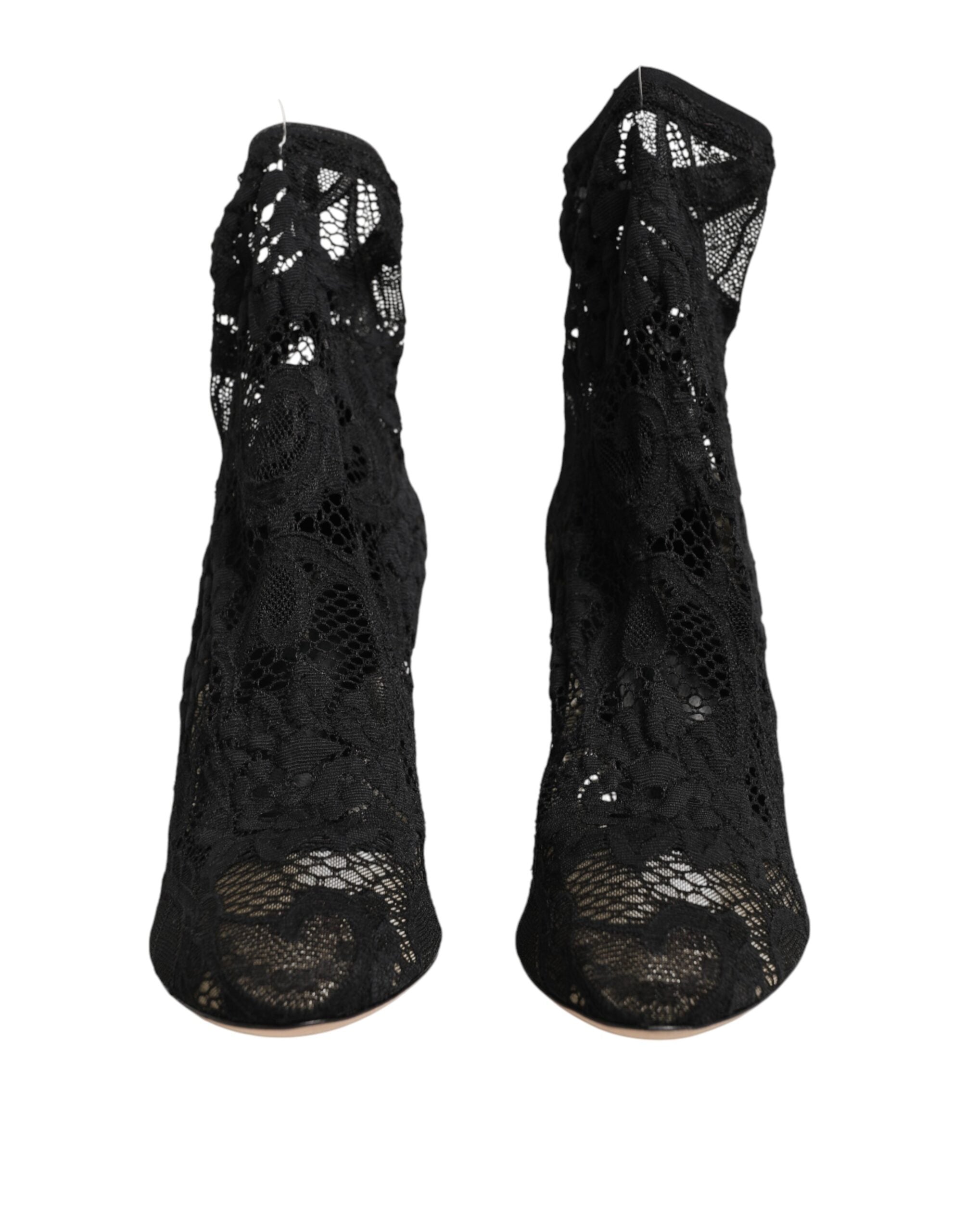Black Stretch Socks Taormina Lace Boot Shoes