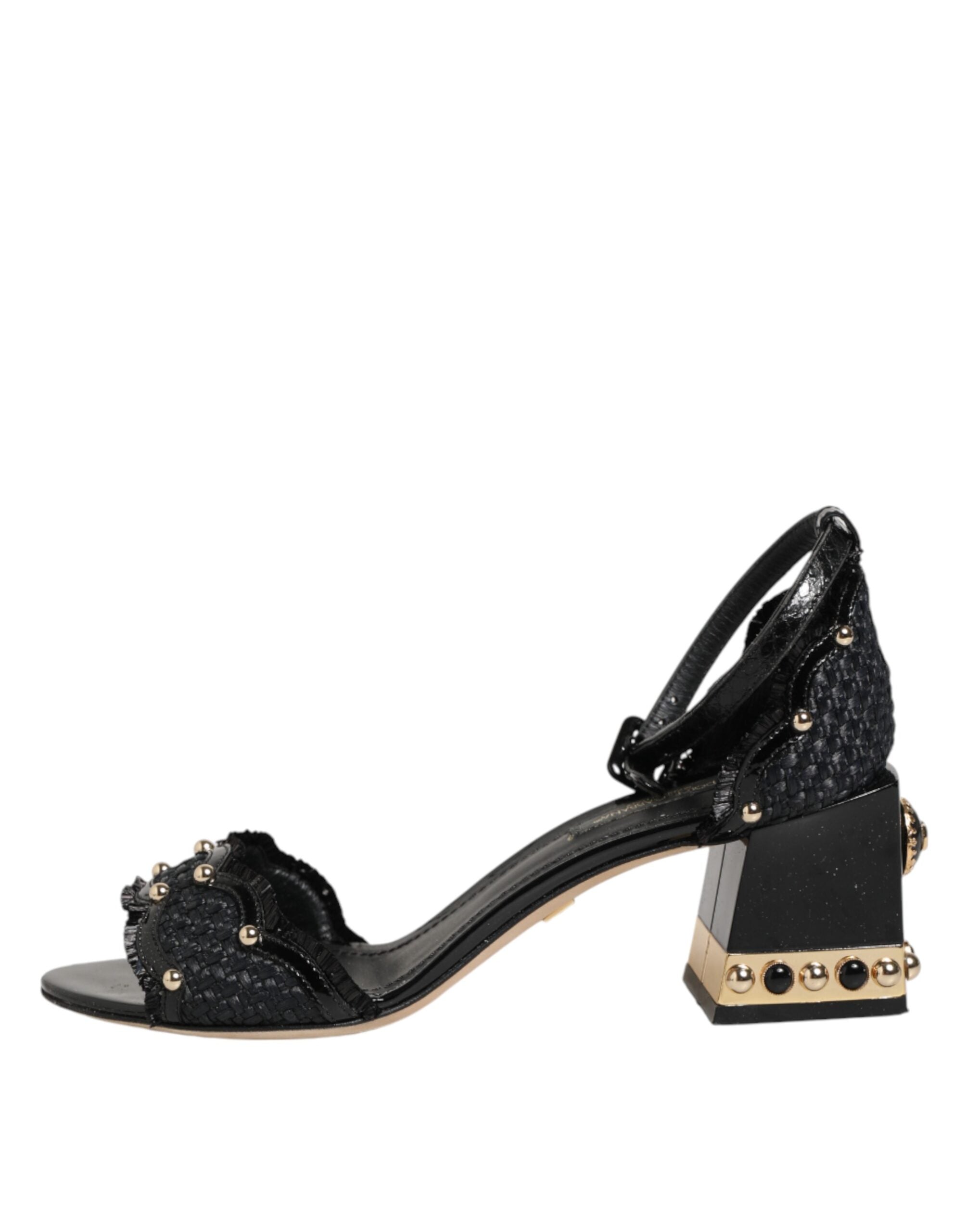 Black Studded Ankle Strap Sandals Shoes