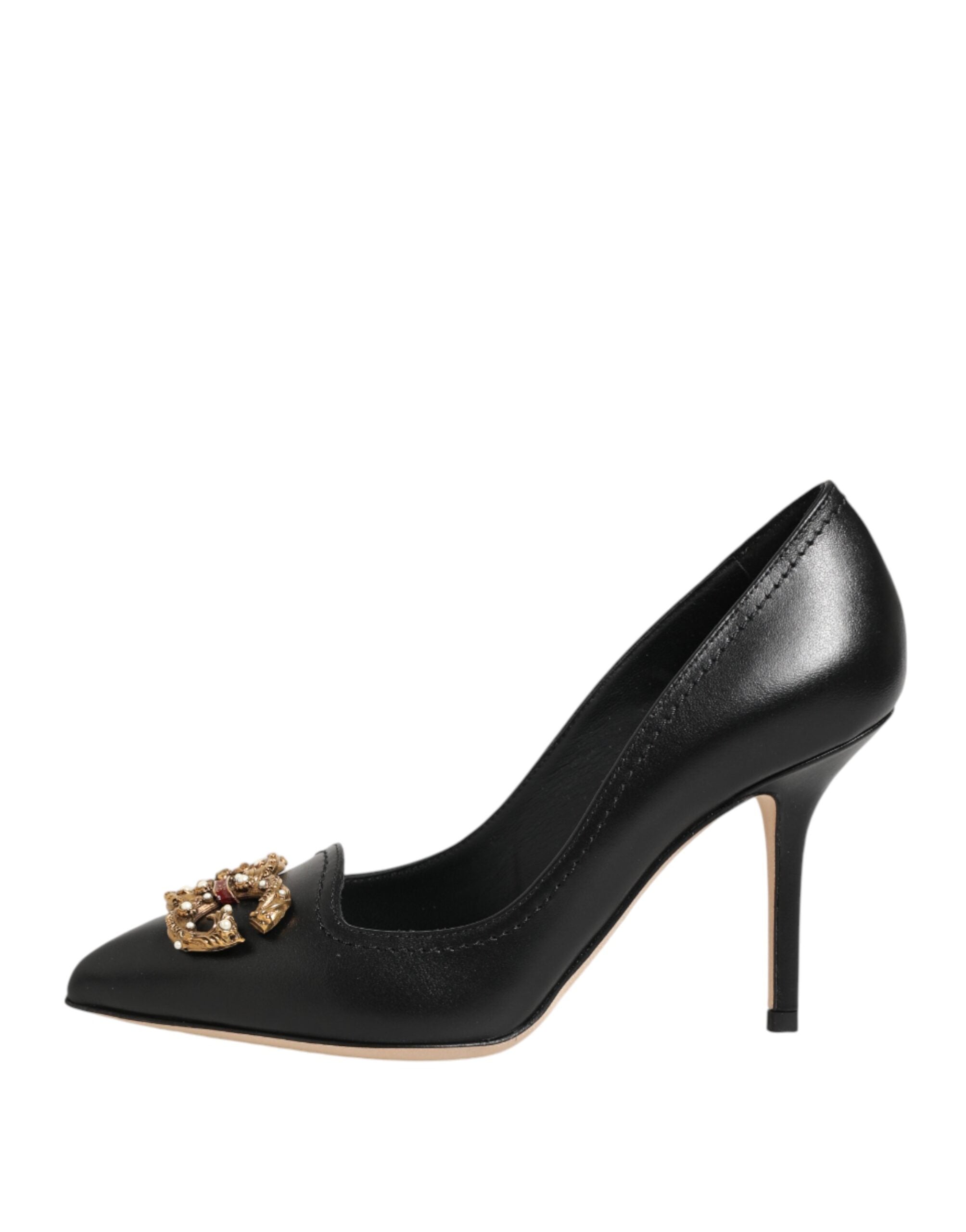 Black Leather DG Amore Heels Pumps Shoes