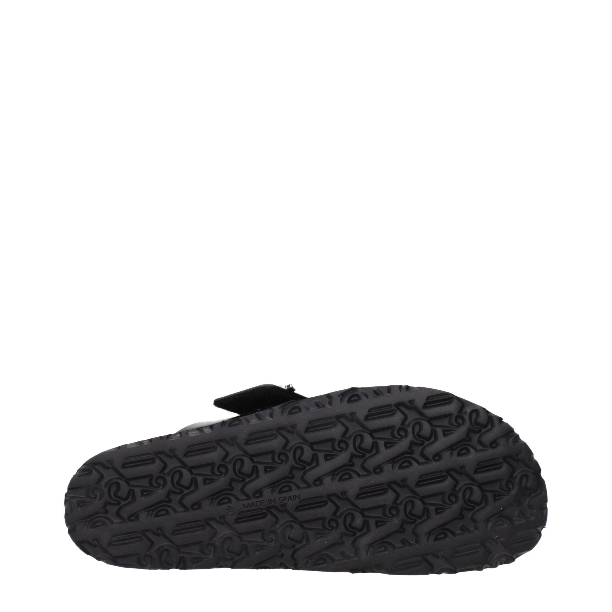Black Leather Slippers