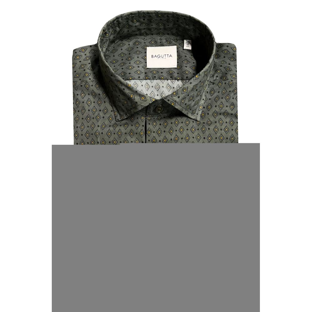 Green Cotton Men Shirt