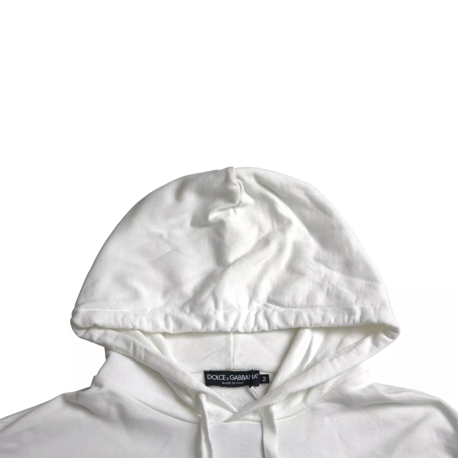 White Cotton Hooded Pullover Sweatshirt Men