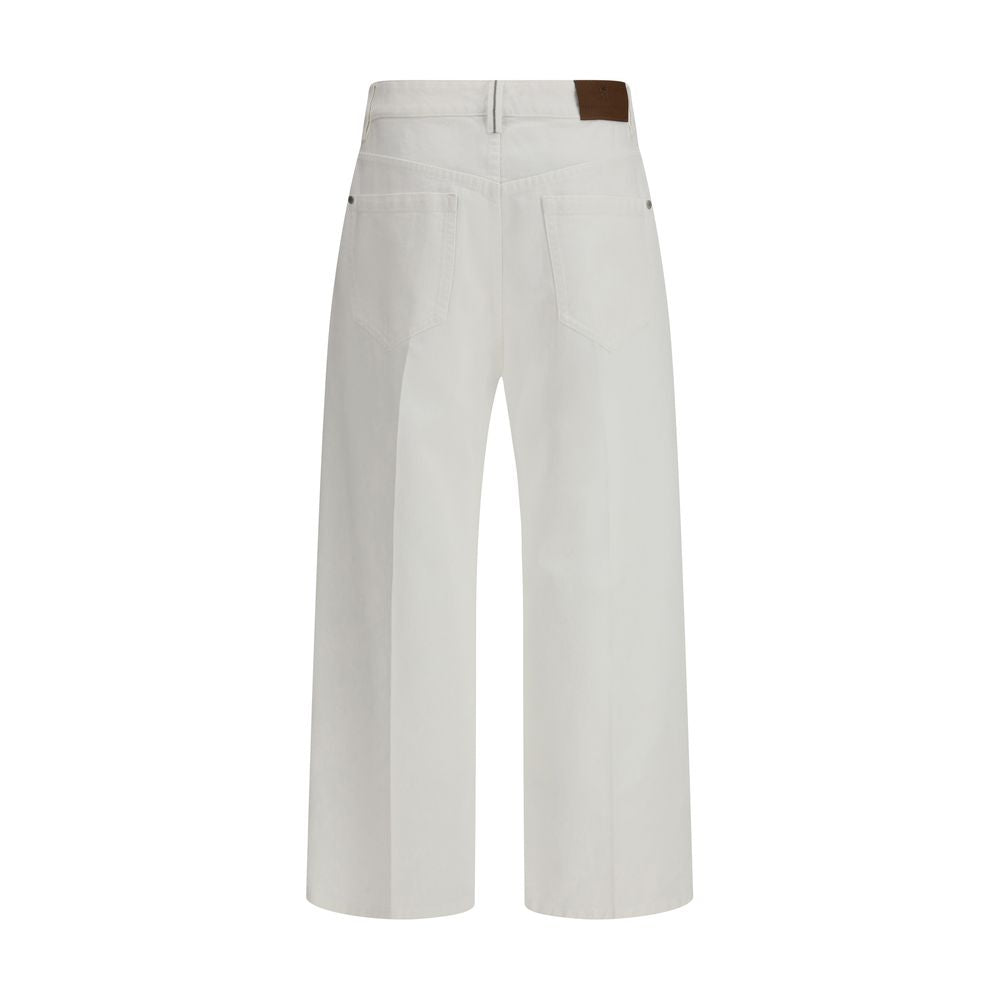 White Cotton Cropped Jeans