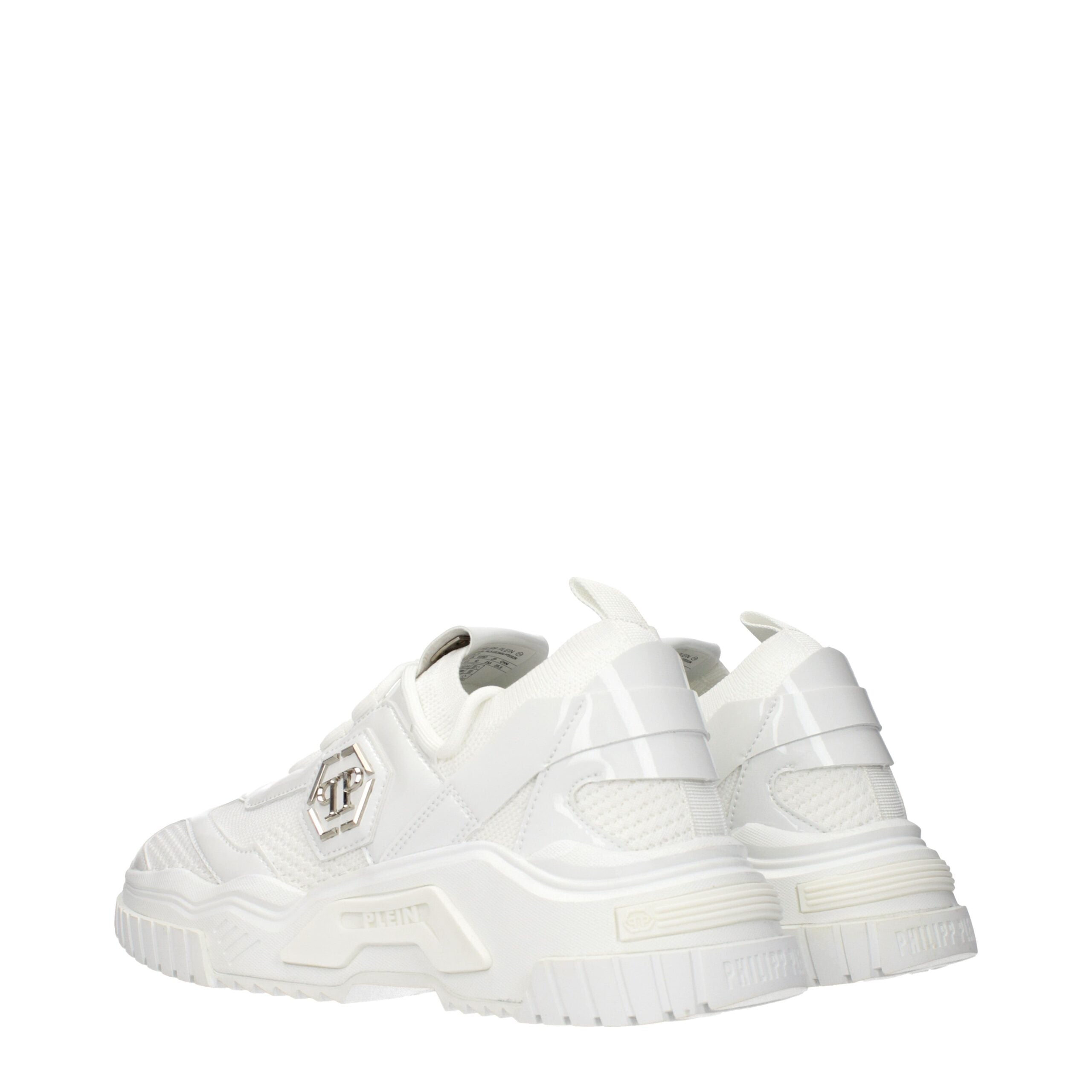 White Fabric Chunky Sneakers