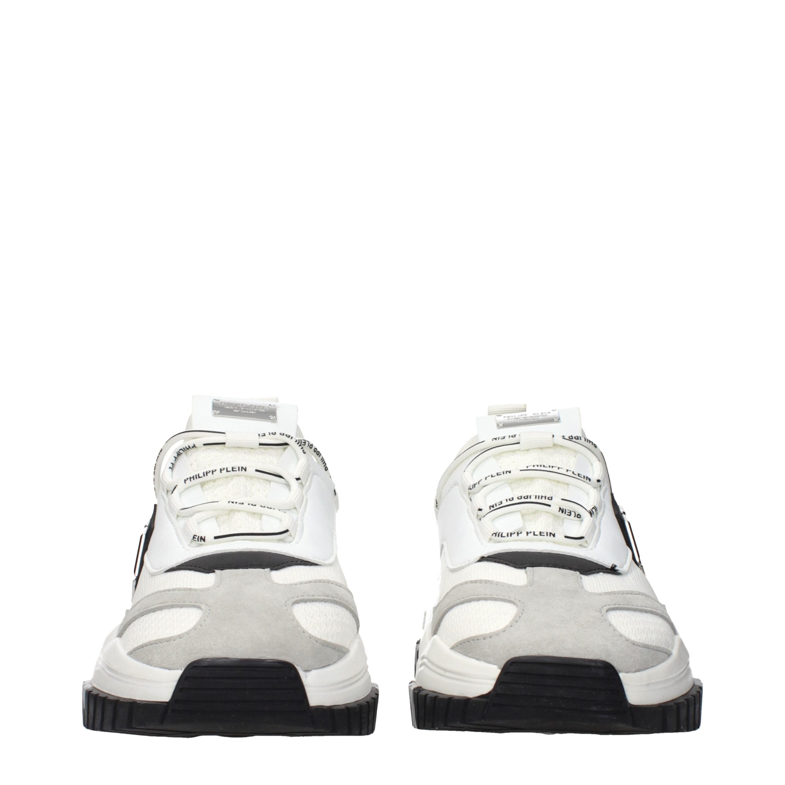 White Fabric Chunky Sneakers