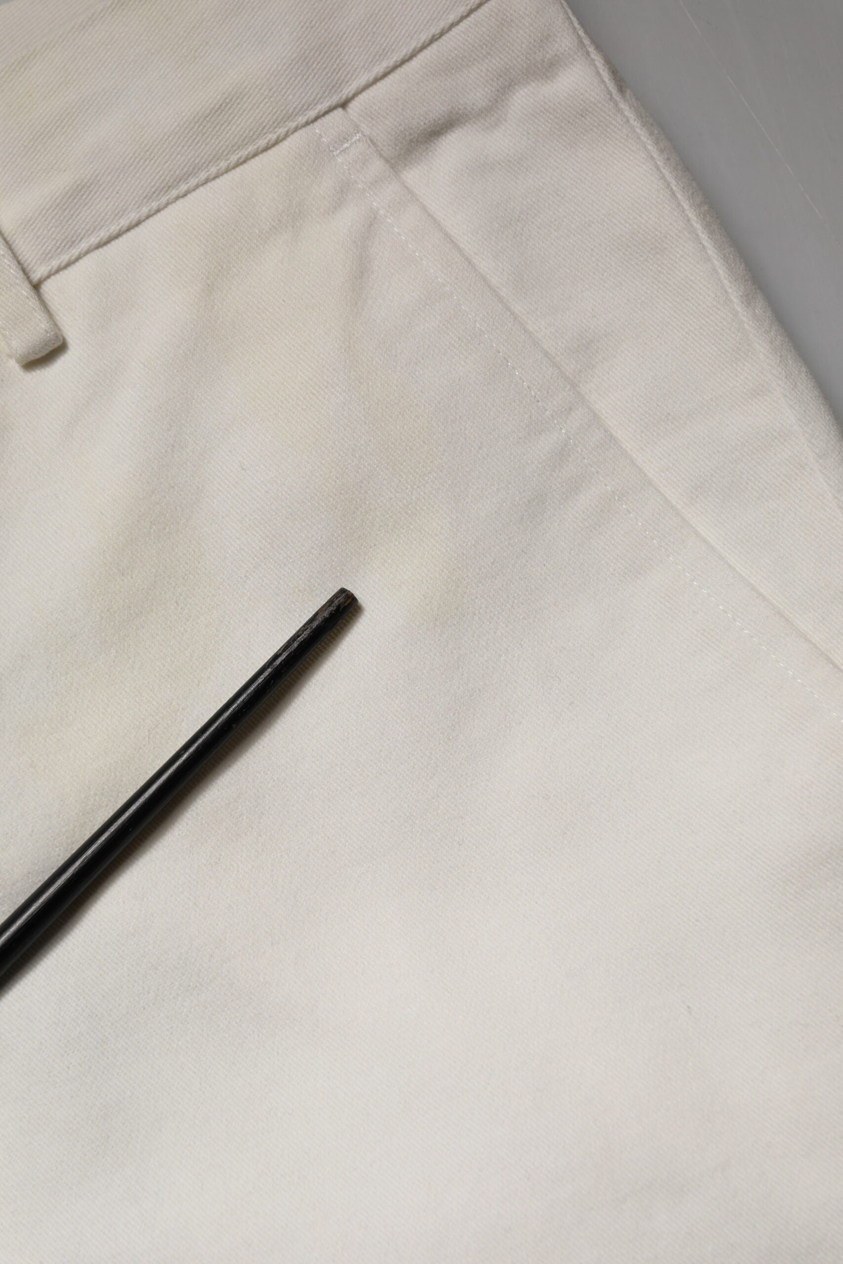 White Cotton Straight Chino Trouser Pants