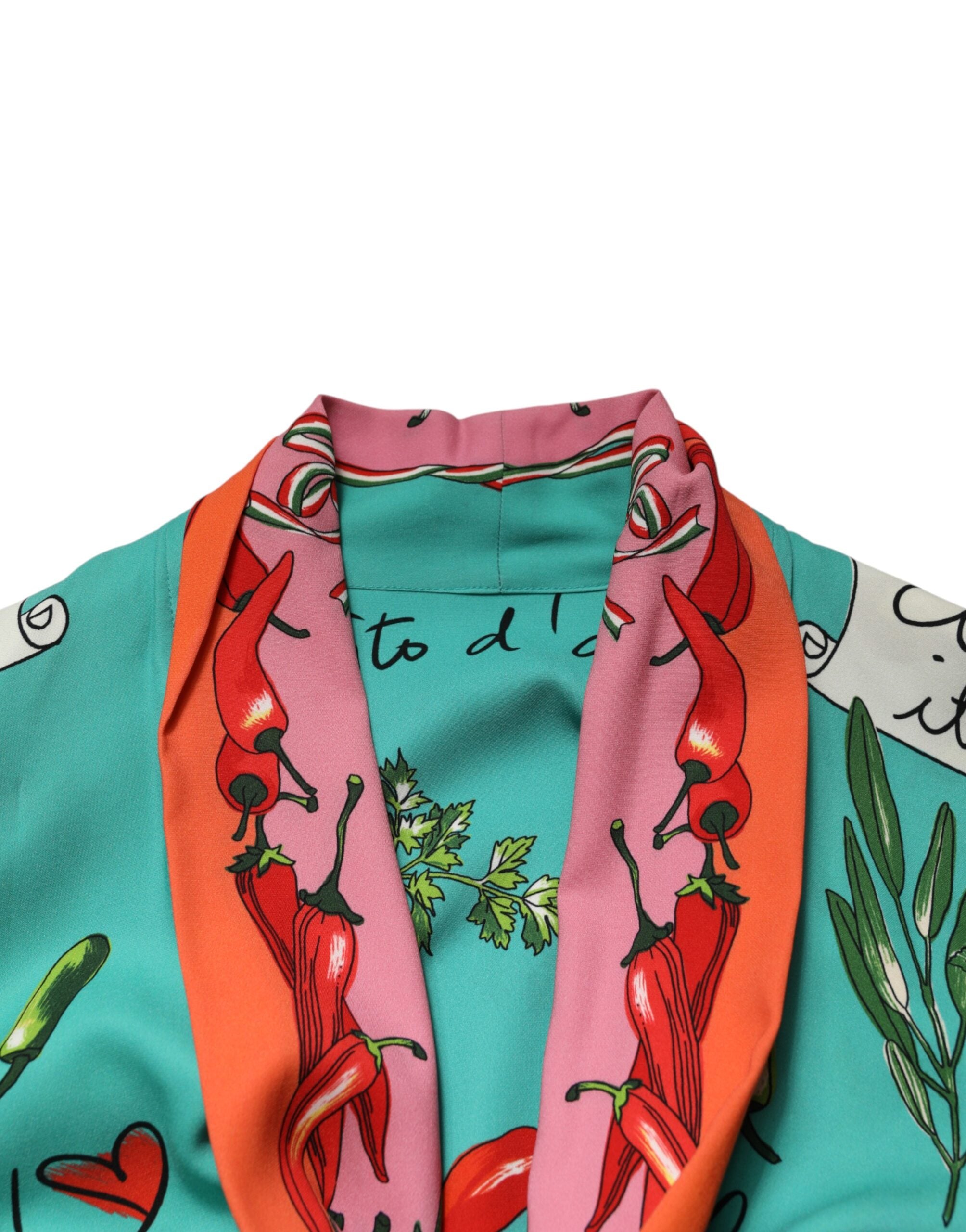 Green Printed Long Sleeve Wrap Coat Dress