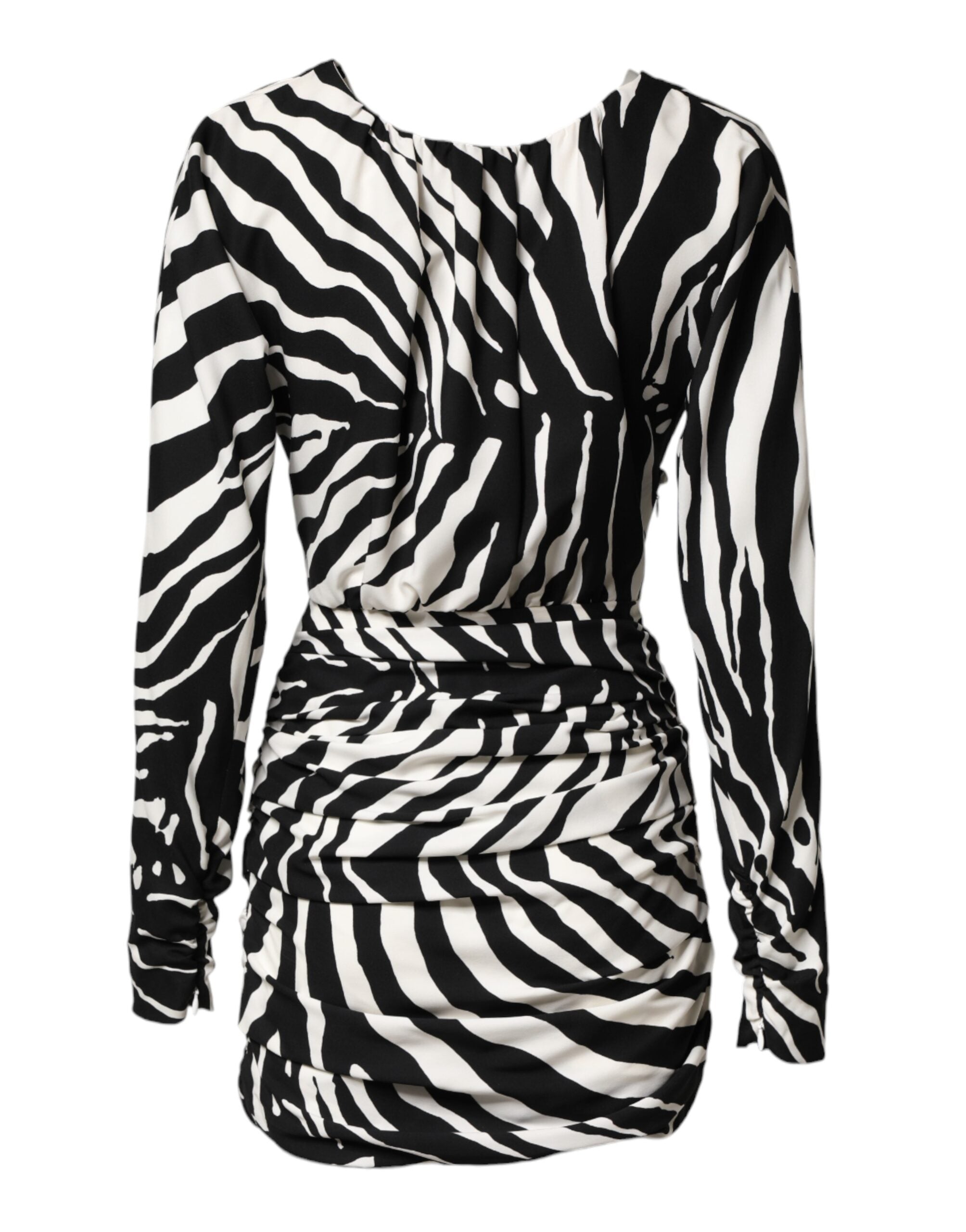 Black White Zebra Silk Sheath Mini Dress