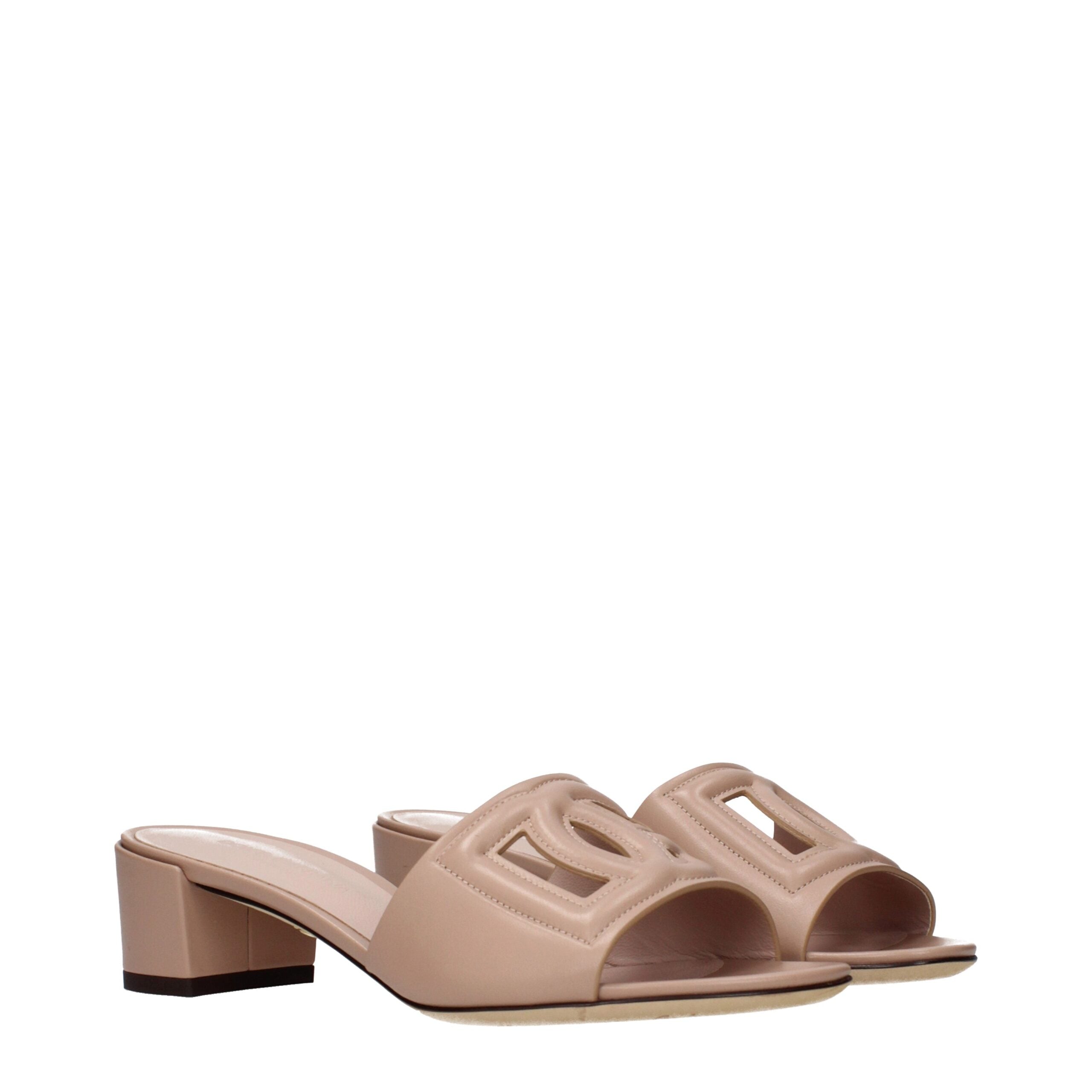 Pink Leather Flat Sandals