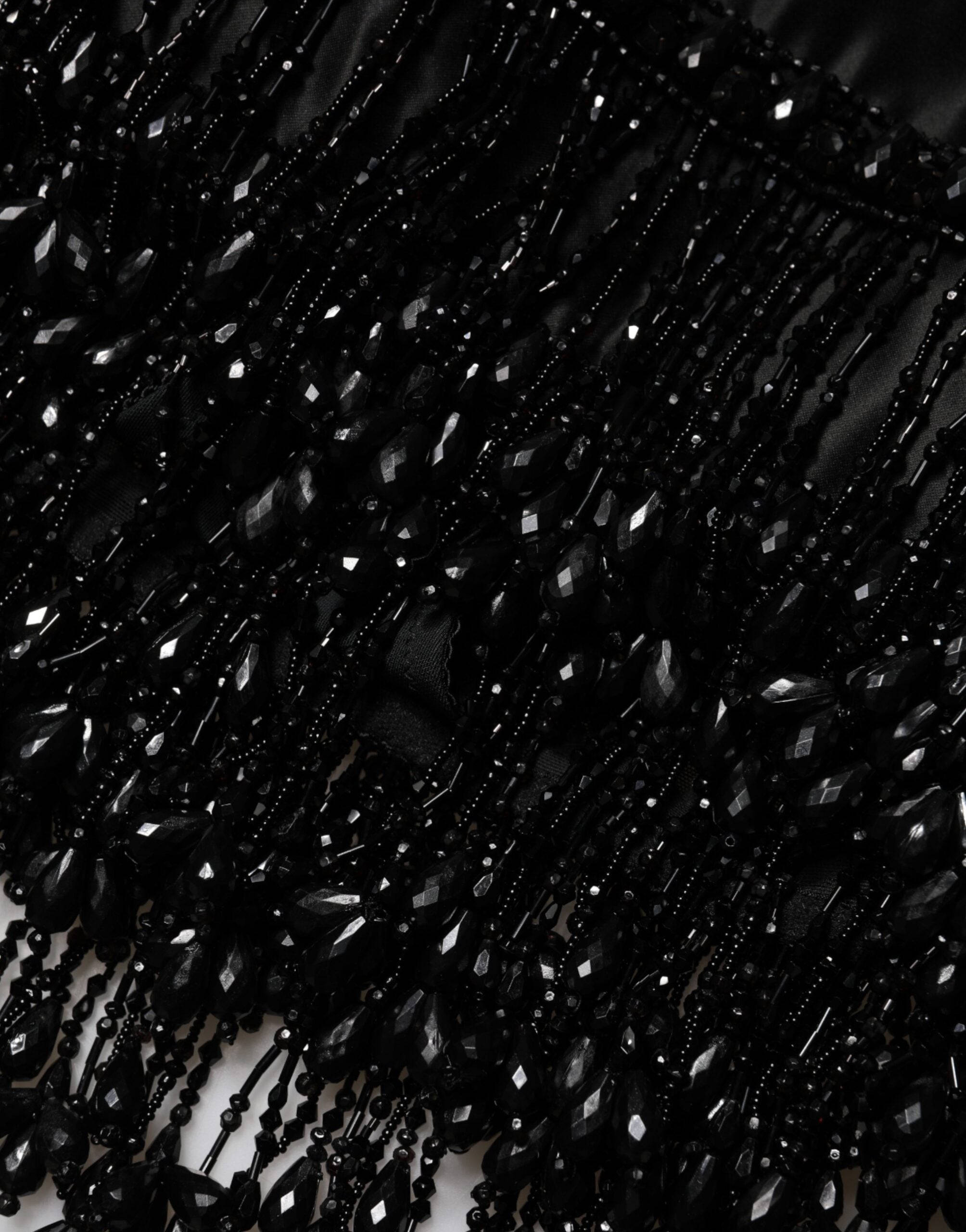 Black Nylon Embellished Lace Mini Skirt