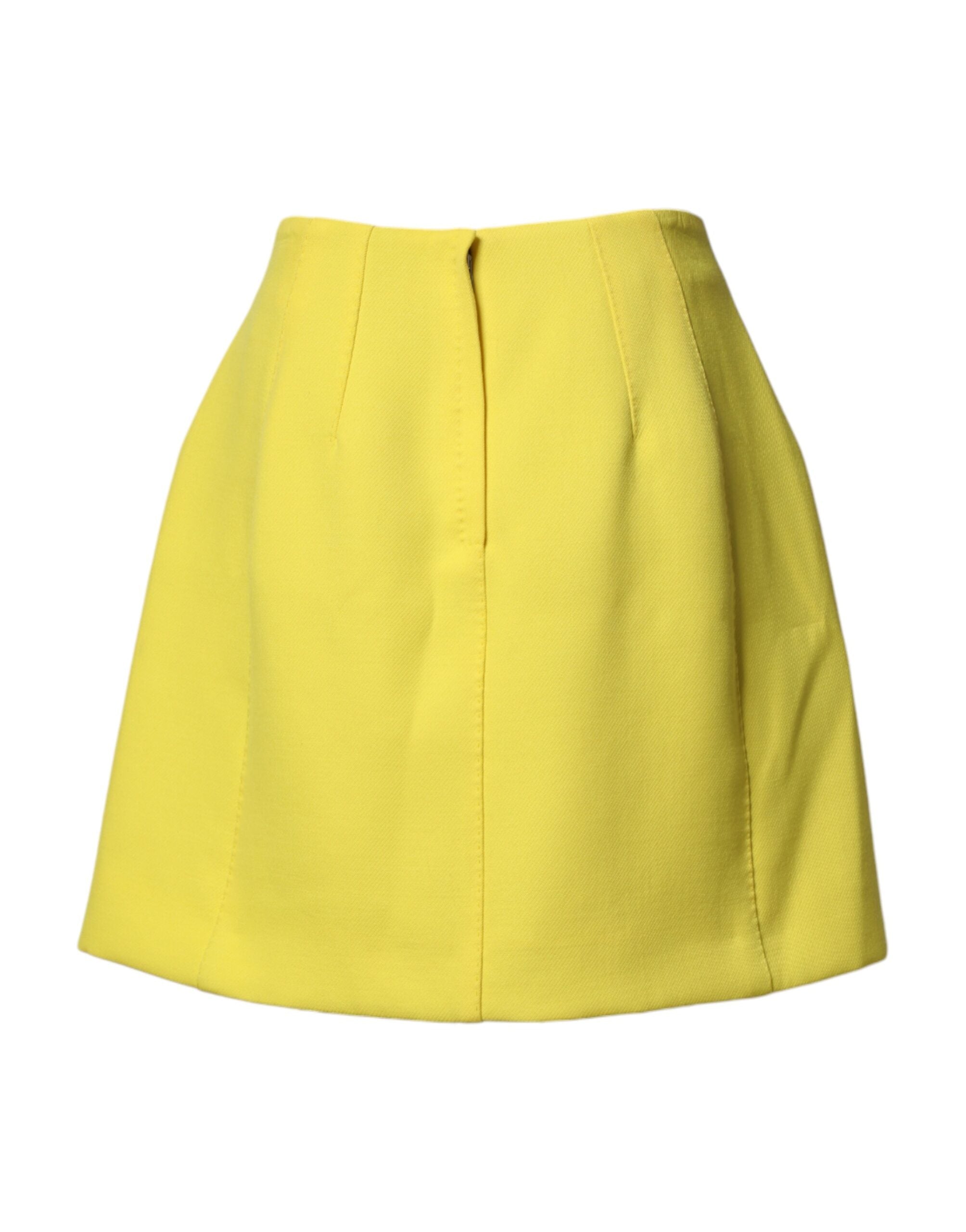 Yellow Wool Buttoned High Waist Mini Skirt