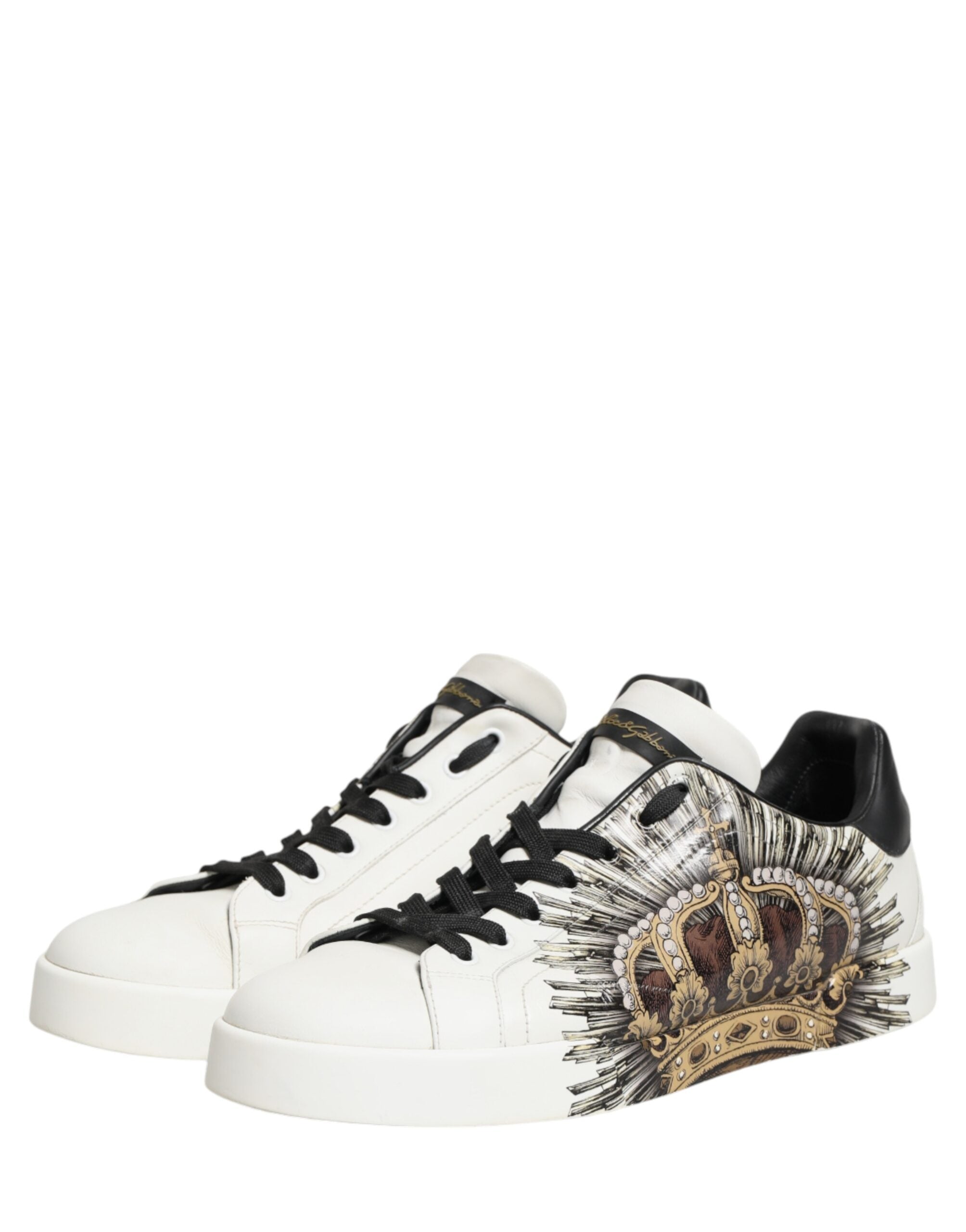 White Black Crown Low Top Sneakers Men  Shoes