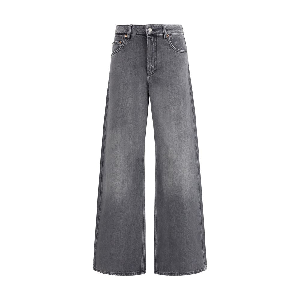 Gray Cotton Flared Jeans