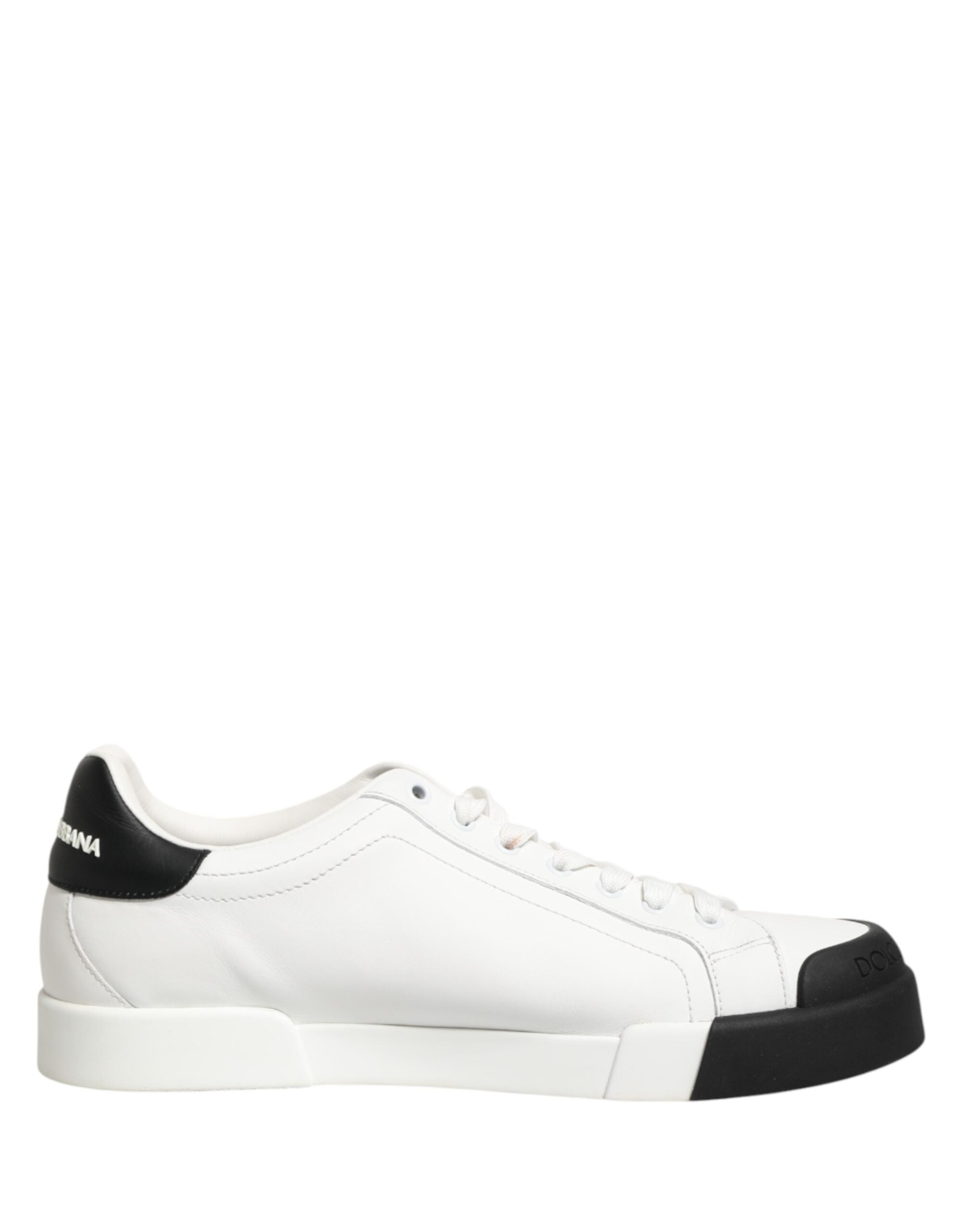Black White Leather Low Top Sneakers Shoes