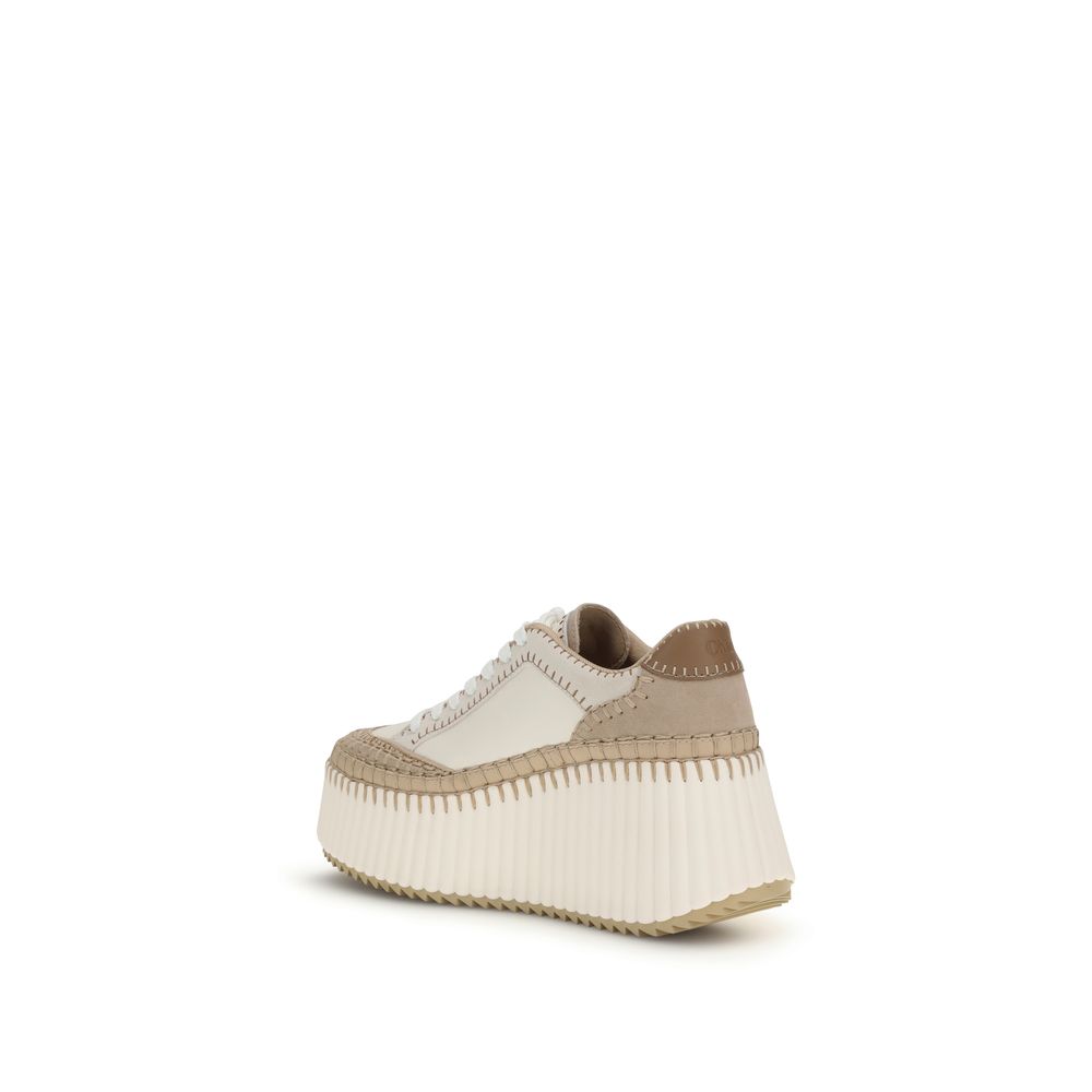 Cream Calf Leather Bos Taurus Platform Sneakers