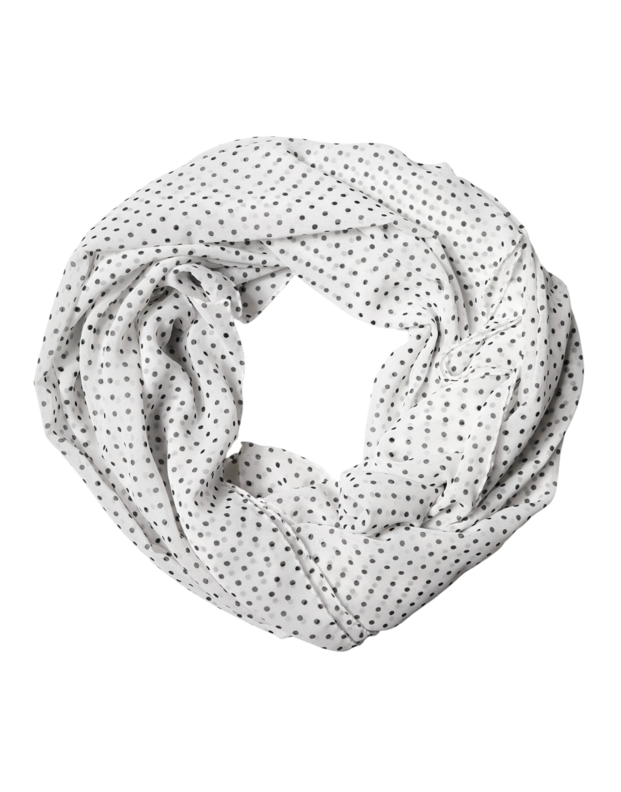White Polka Dot Polyester Shawl Scarf