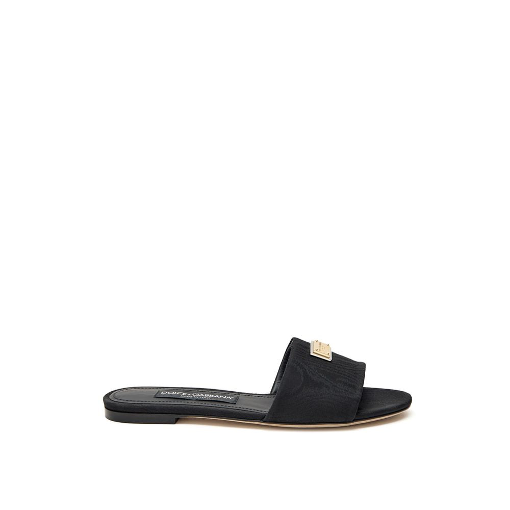 Black Polyester Slippers