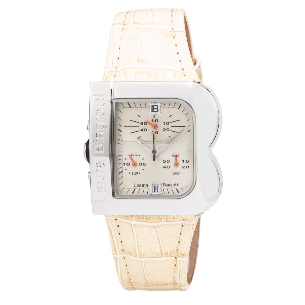 Beige Leather Dress Watch