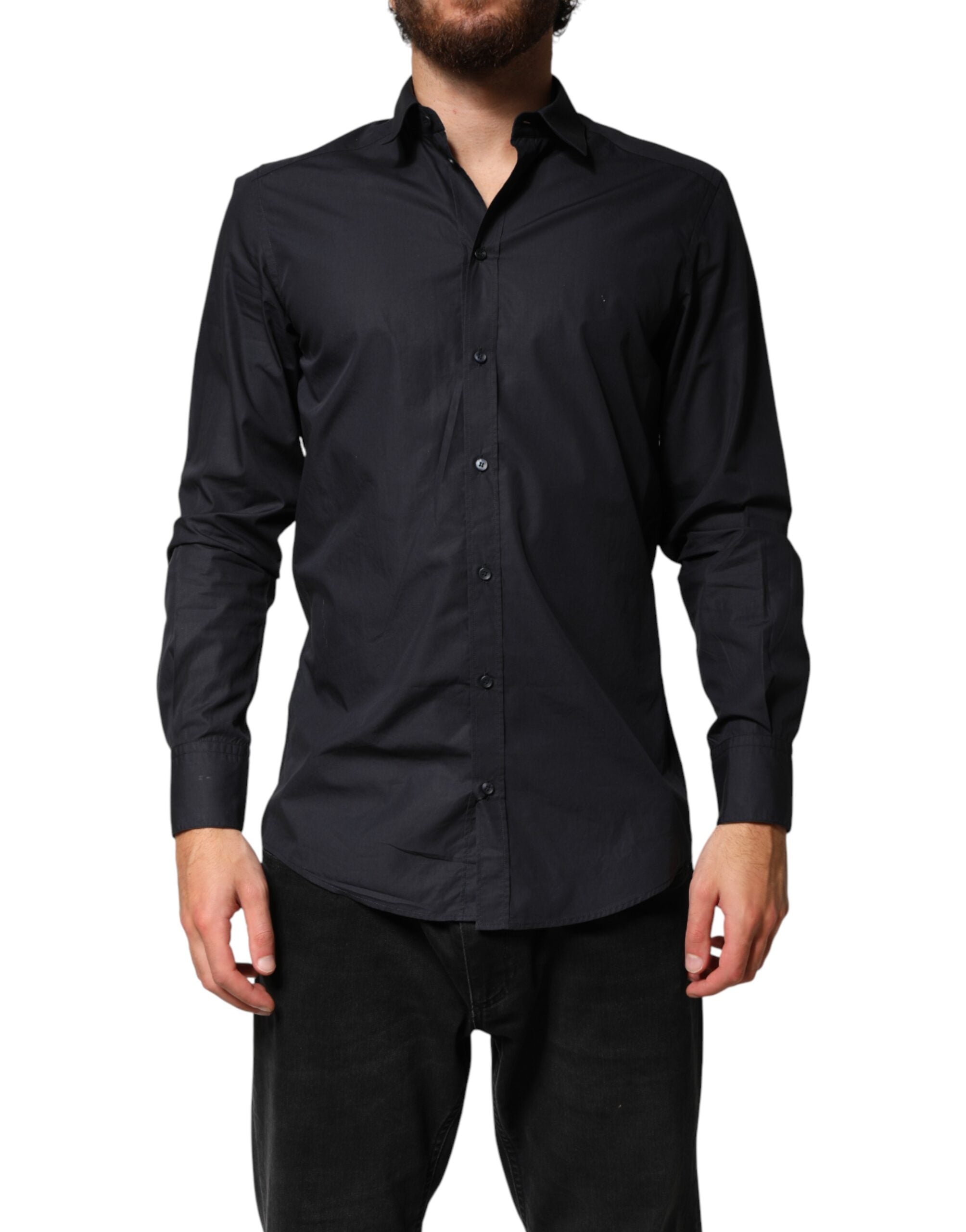 Black Cotton Long Sleeves Dress Formal Shirt