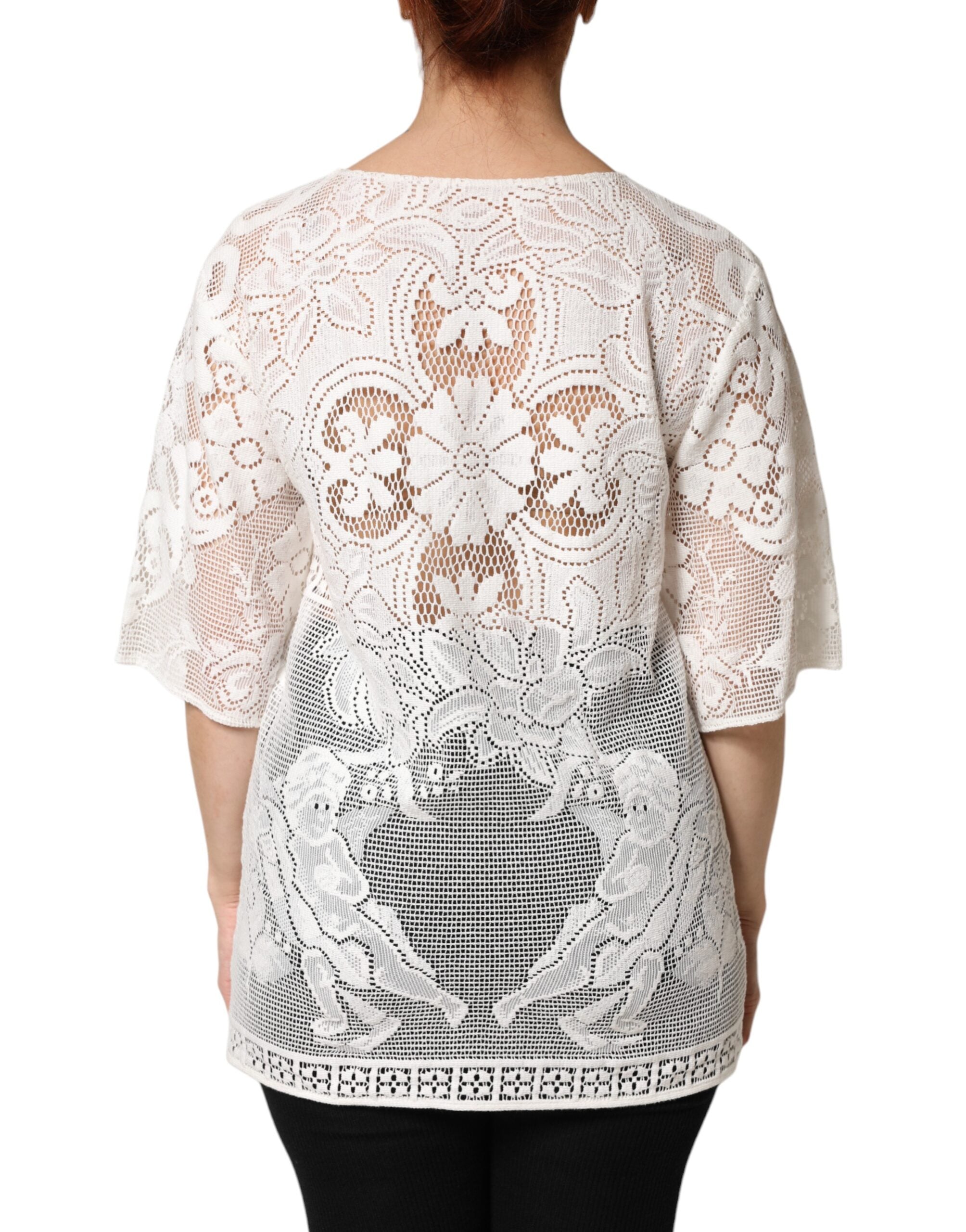 White Embroidery Lace Cotton Blouse Top