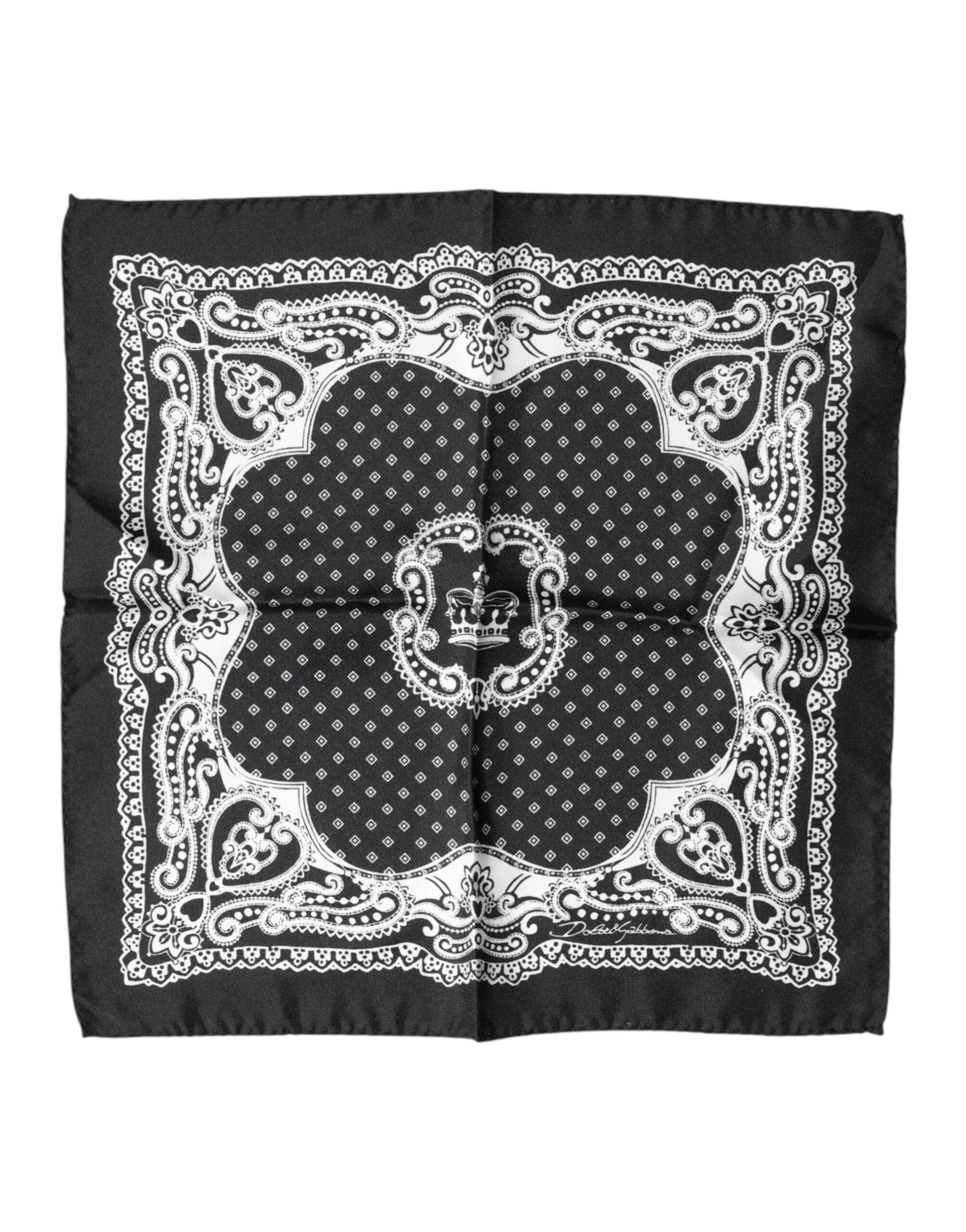 Black Bandana Print Square Handkerchief Scarf