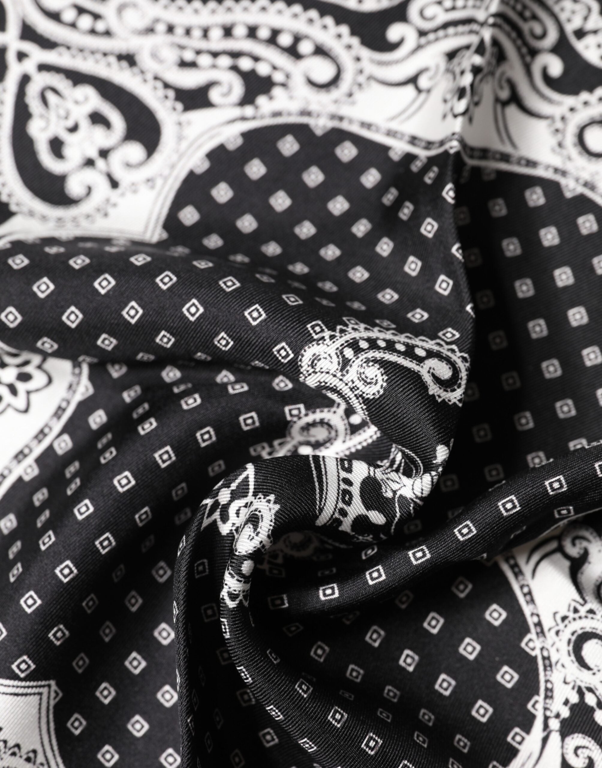 Black Bandana Print Square Handkerchief Scarf