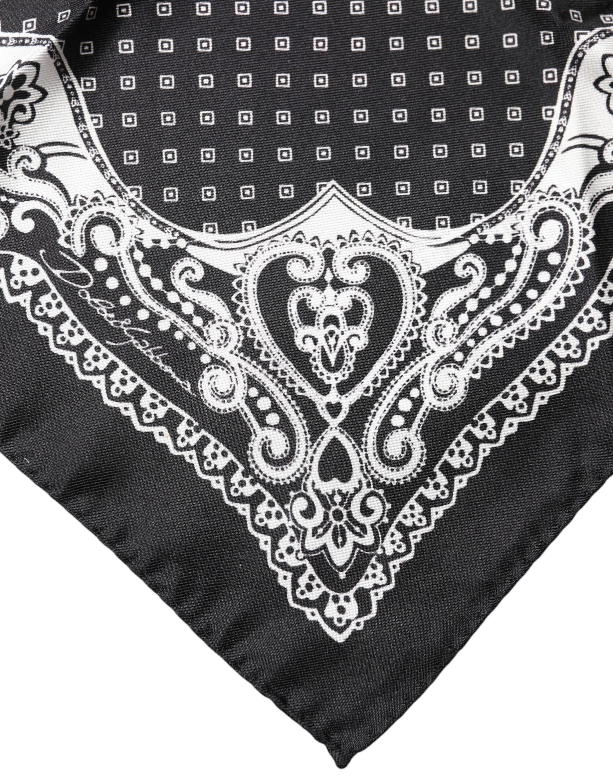 Black Bandana Print Square Handkerchief Scarf