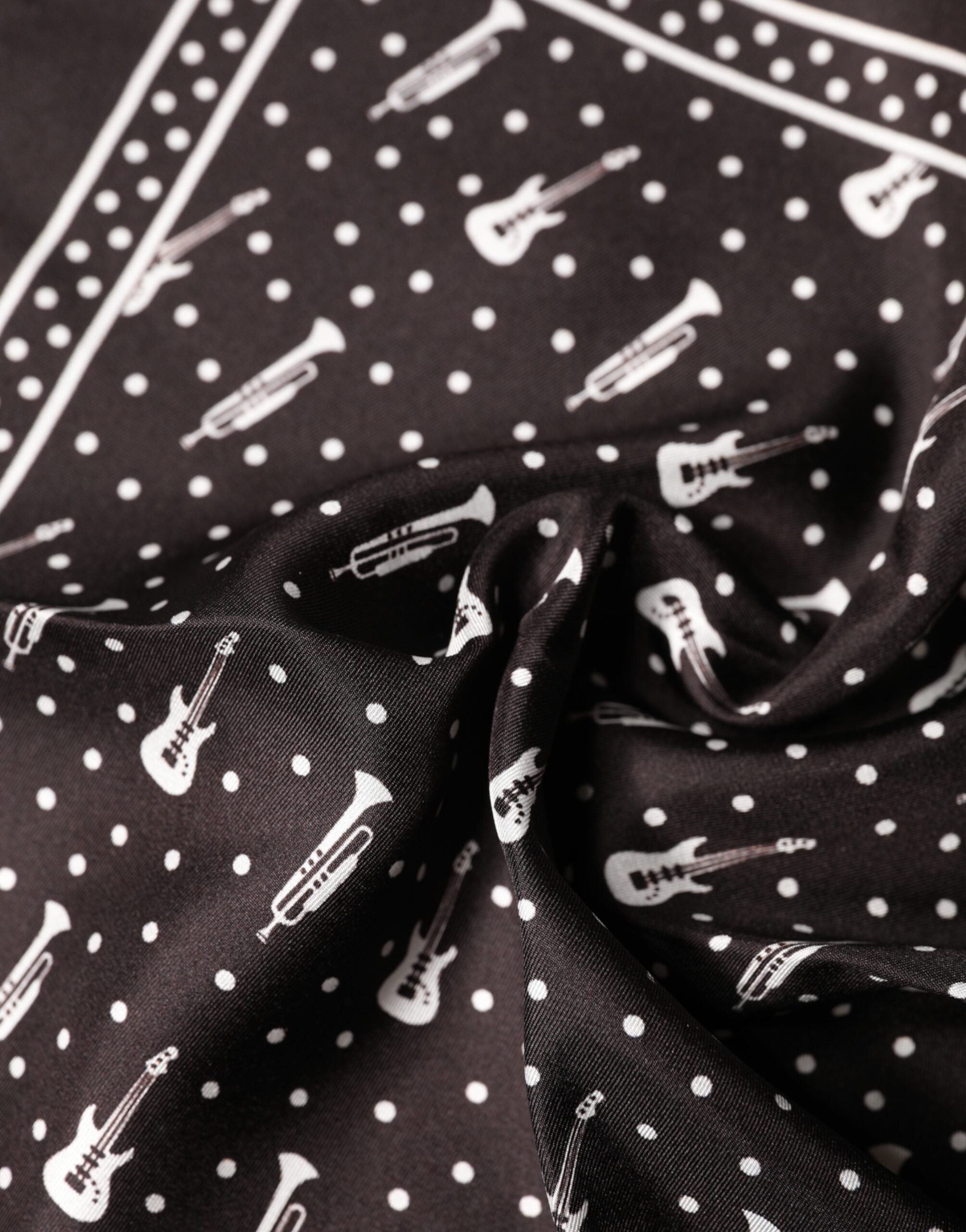 Black Guitar Trumpet Men Handkerchief Scarf