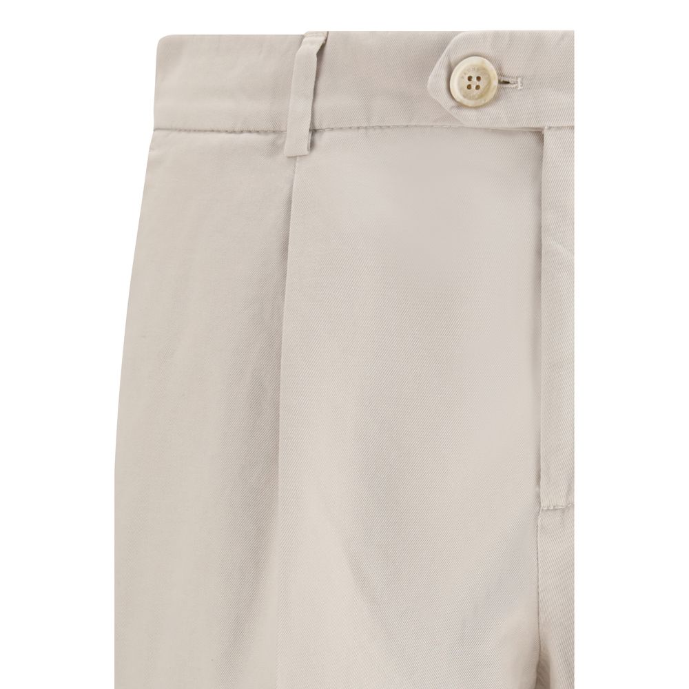 Cream Cotton Casual Pants