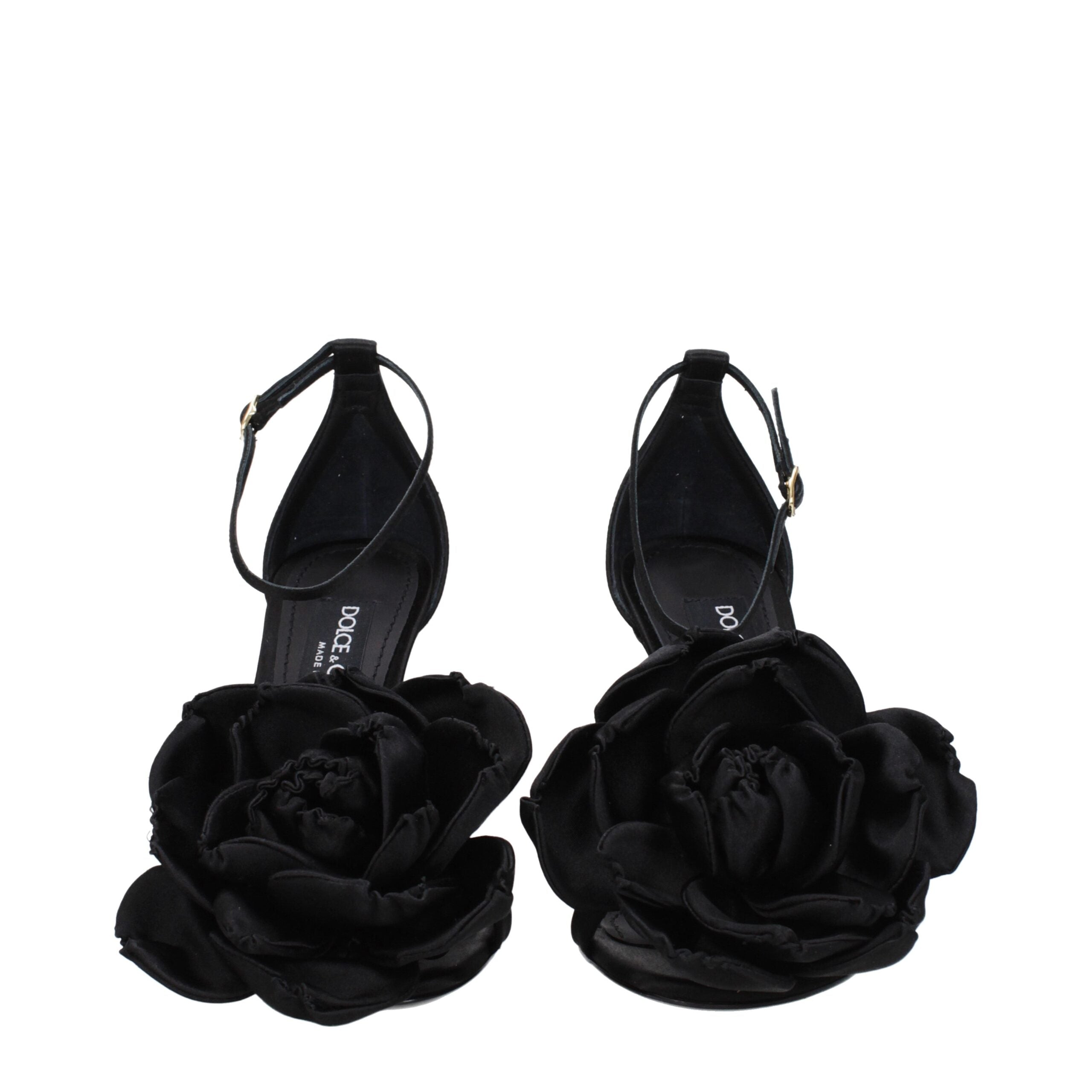 Black Satin Stiletto Heel Sandals