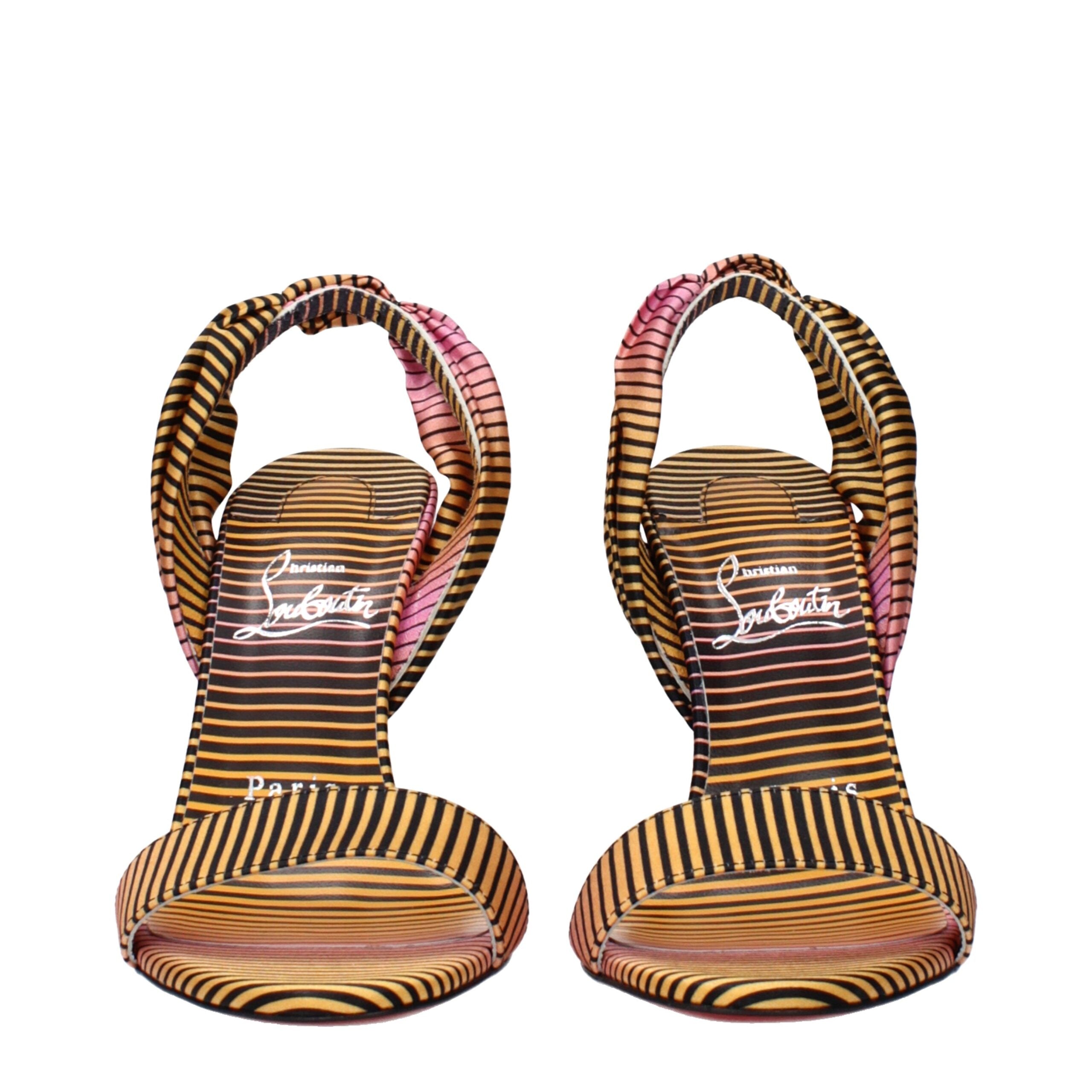 Multicolor Fabric Stiletto Heel Sandals