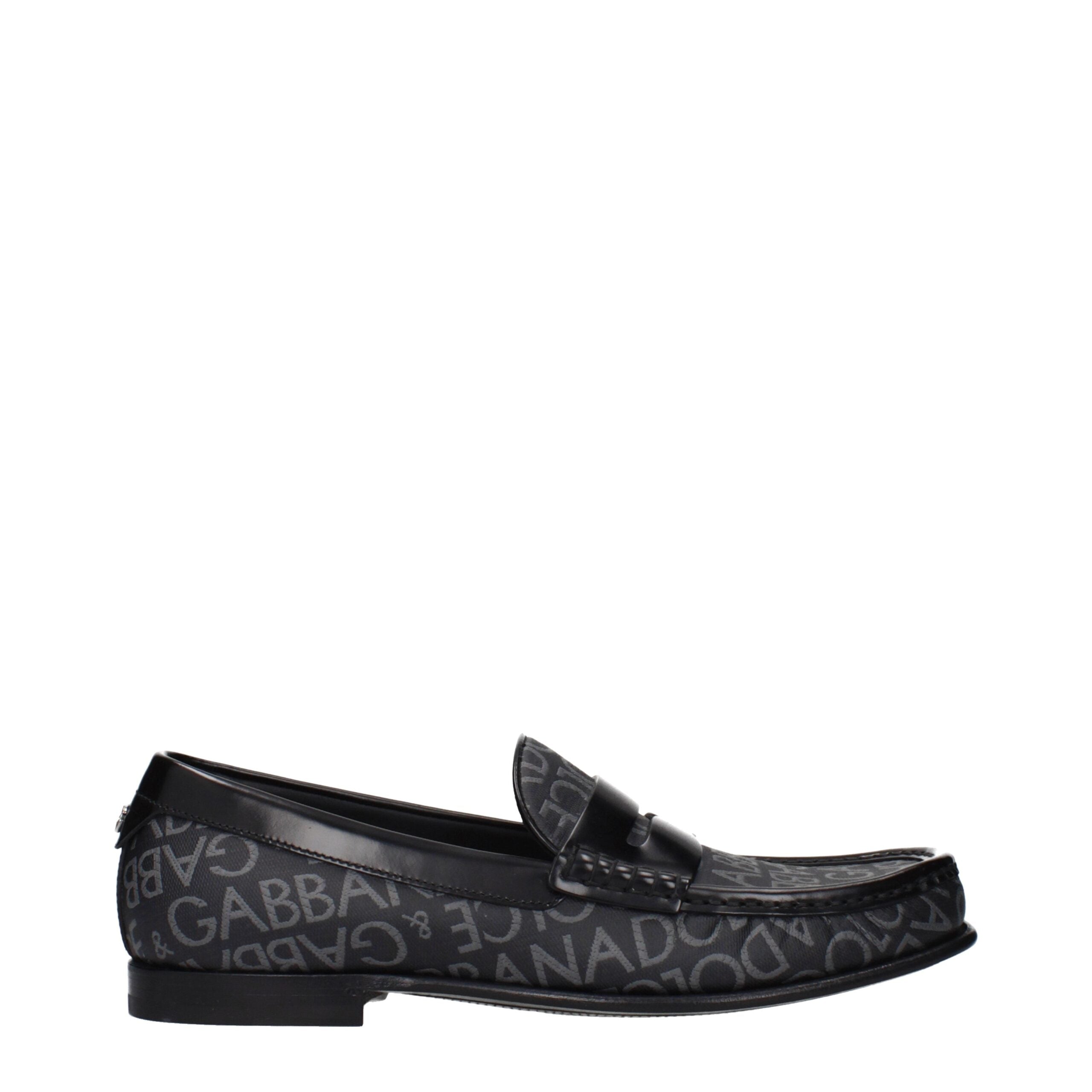 Black Fabric Slip-On Loafers