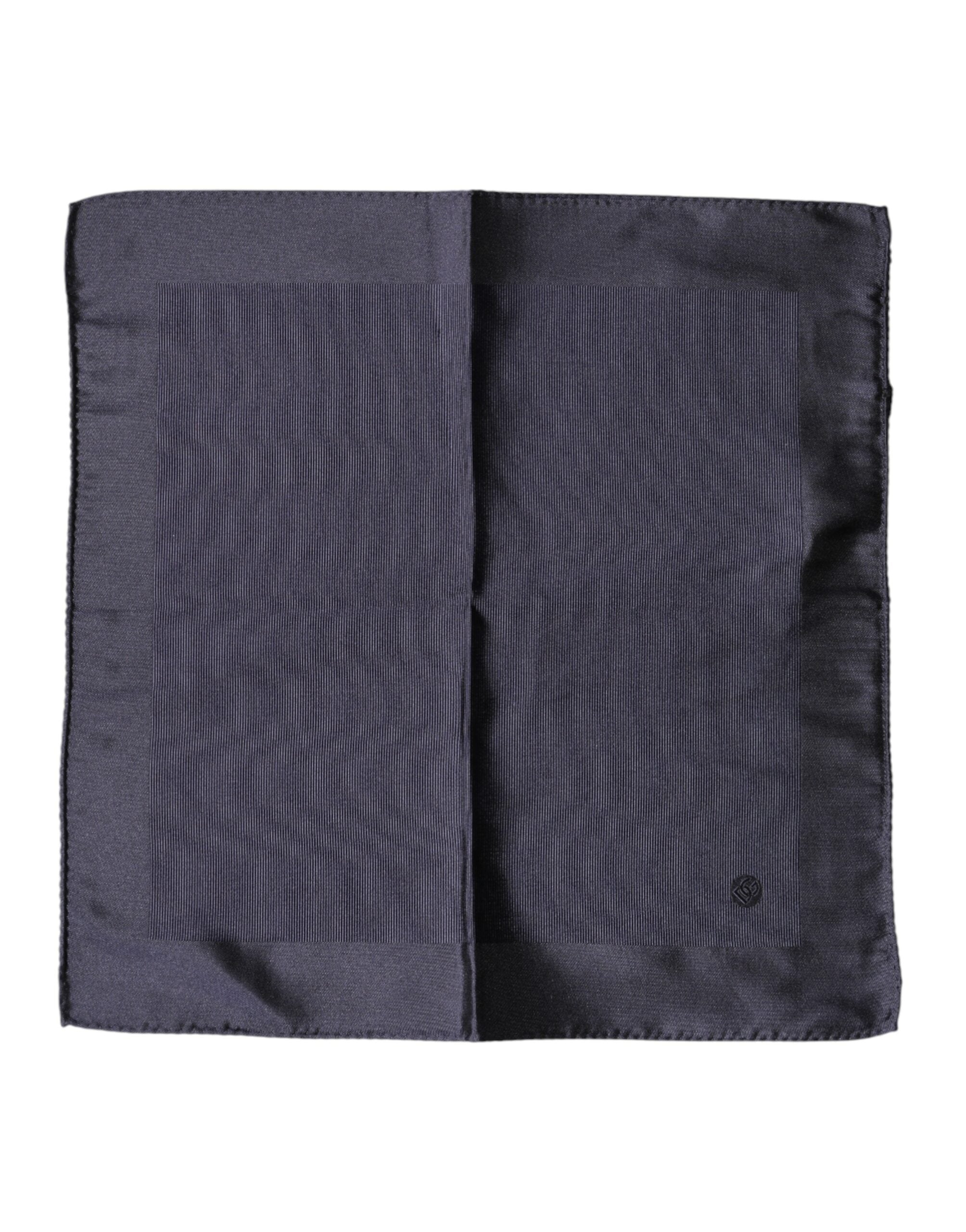 Blue Logo Silk Men Square Handkerchief Scarf