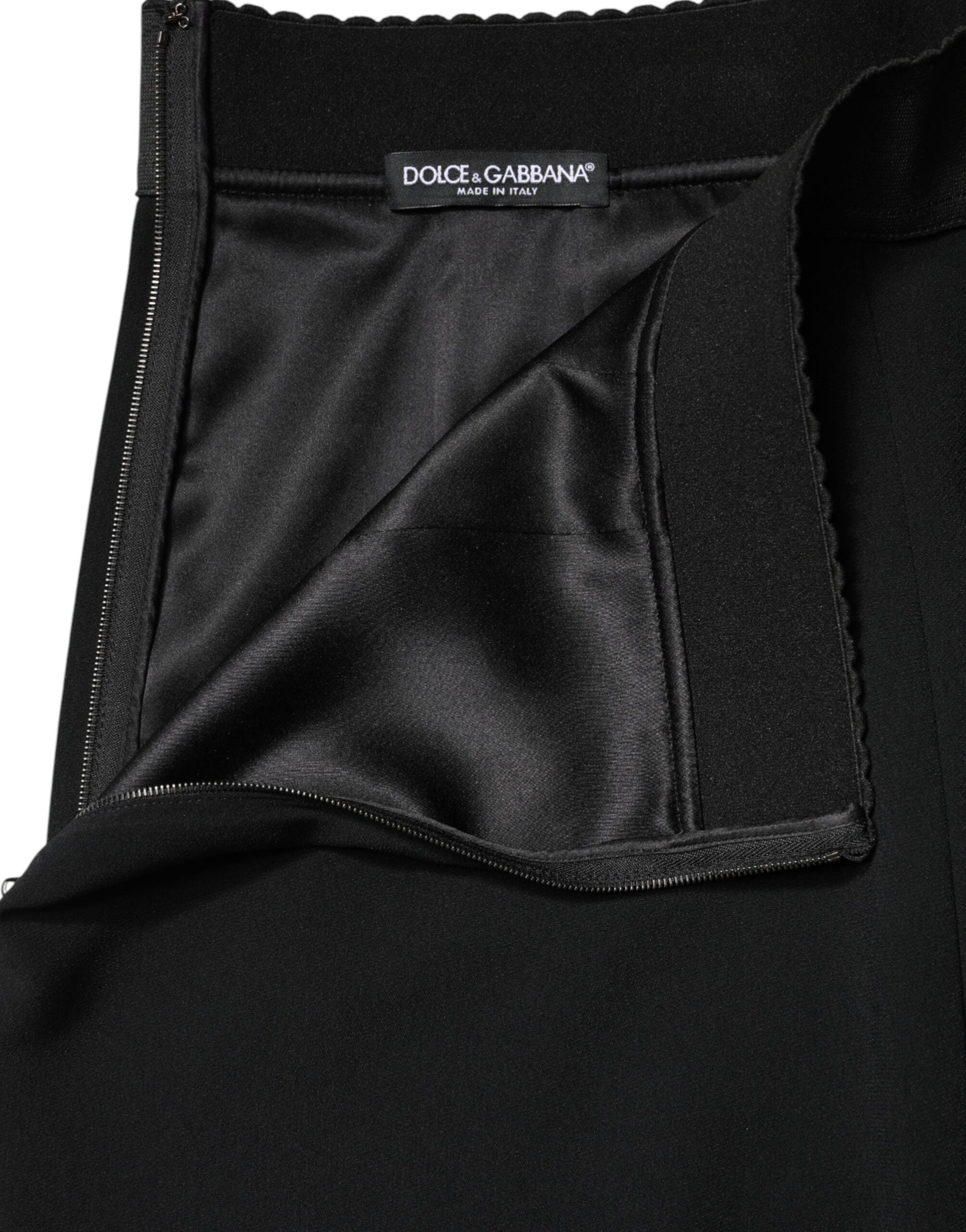 Black Mid Waist A-line Knee Length Skirt