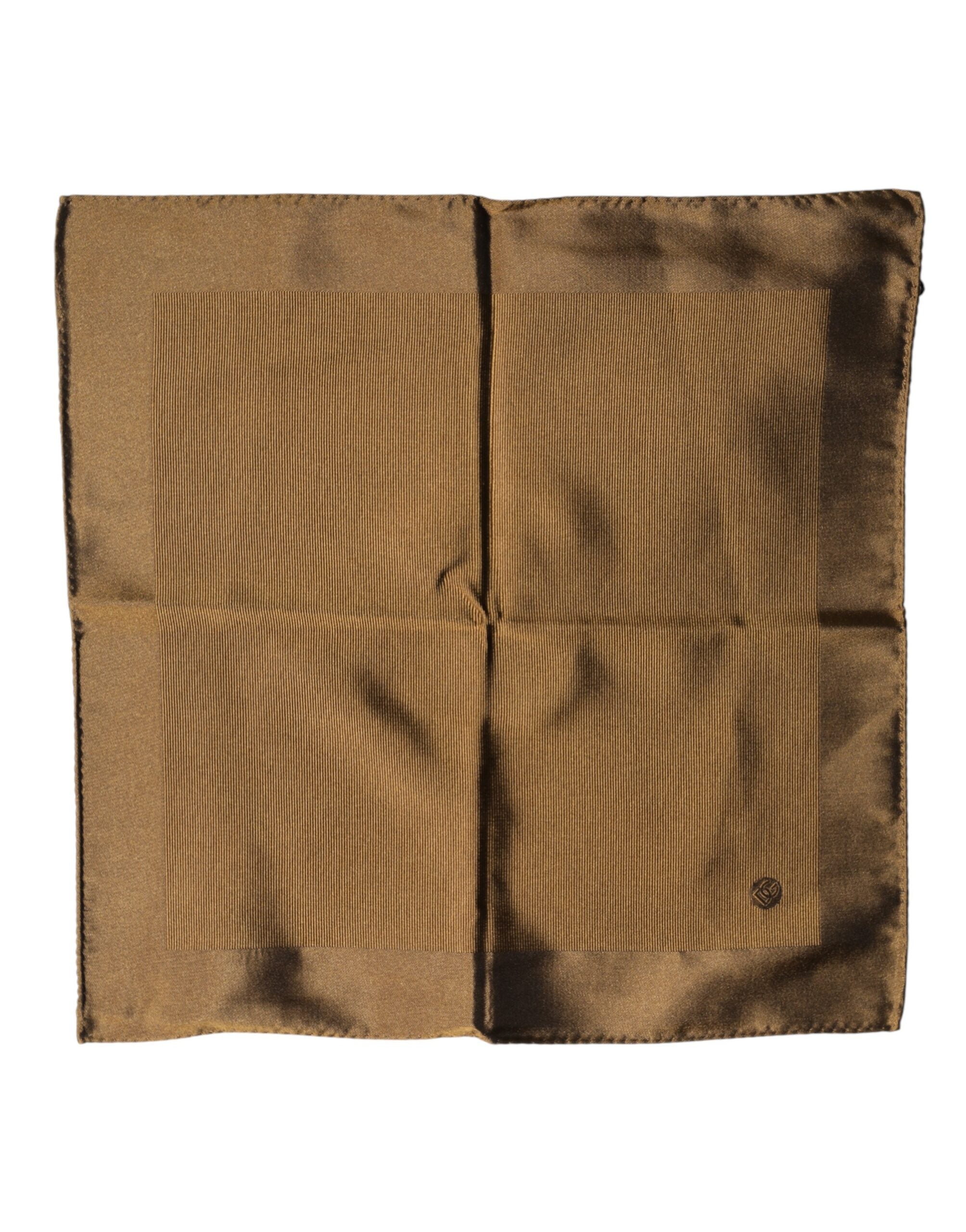 Brown Logo Silk Men Square Handkerchief Scarf