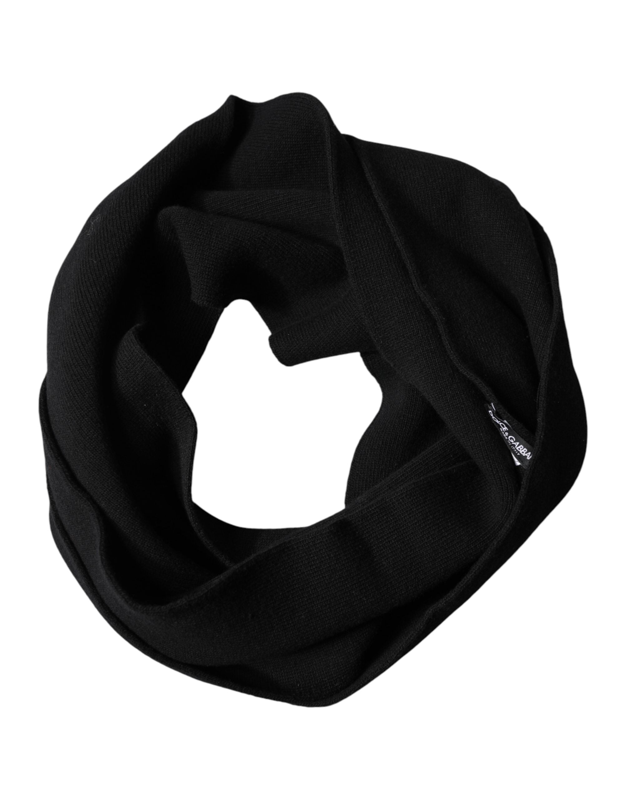Black Wool Knitted Neck Wrap Foulard  Scarf