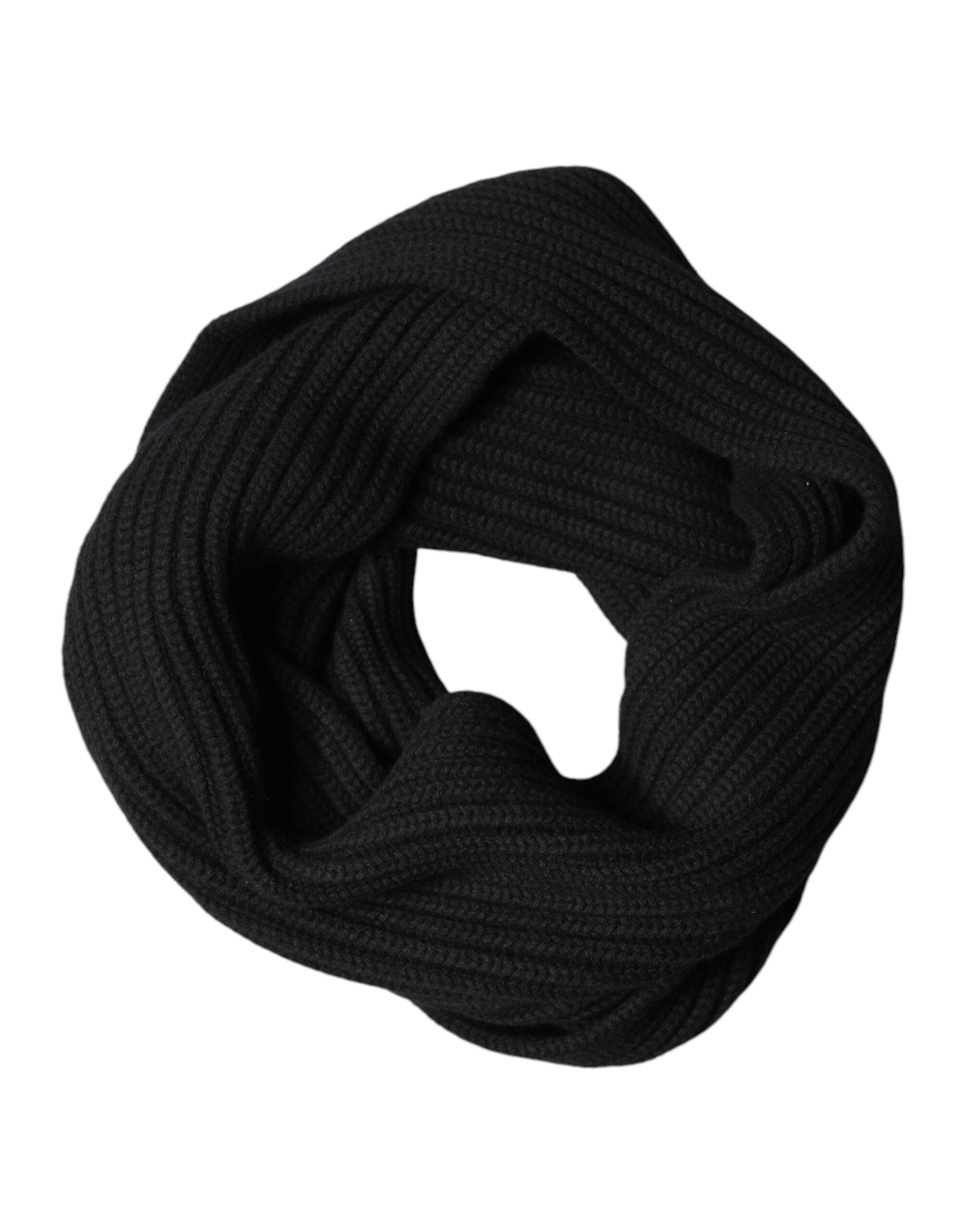 Black Cashmere Knit Neck Wrap Shawl 202cm x 26cm  Scarf