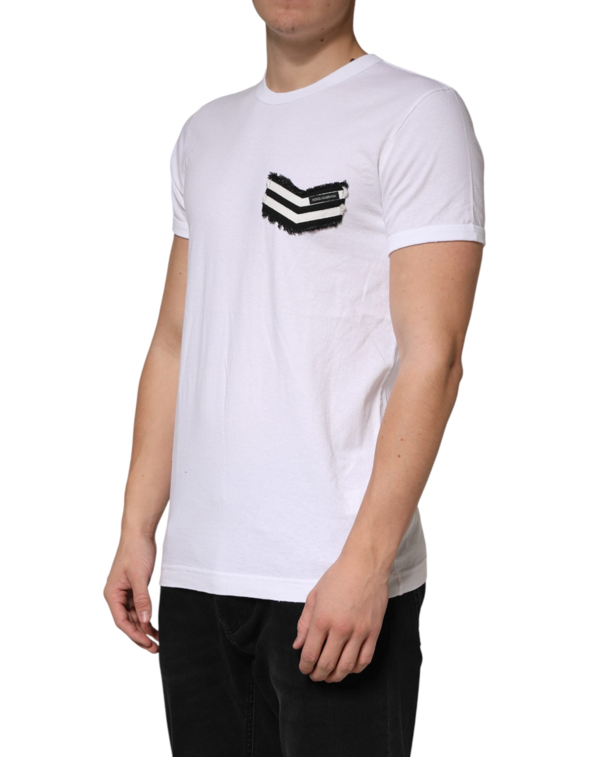 White Stripes Cotton Crew Neck Tee  T-shirt