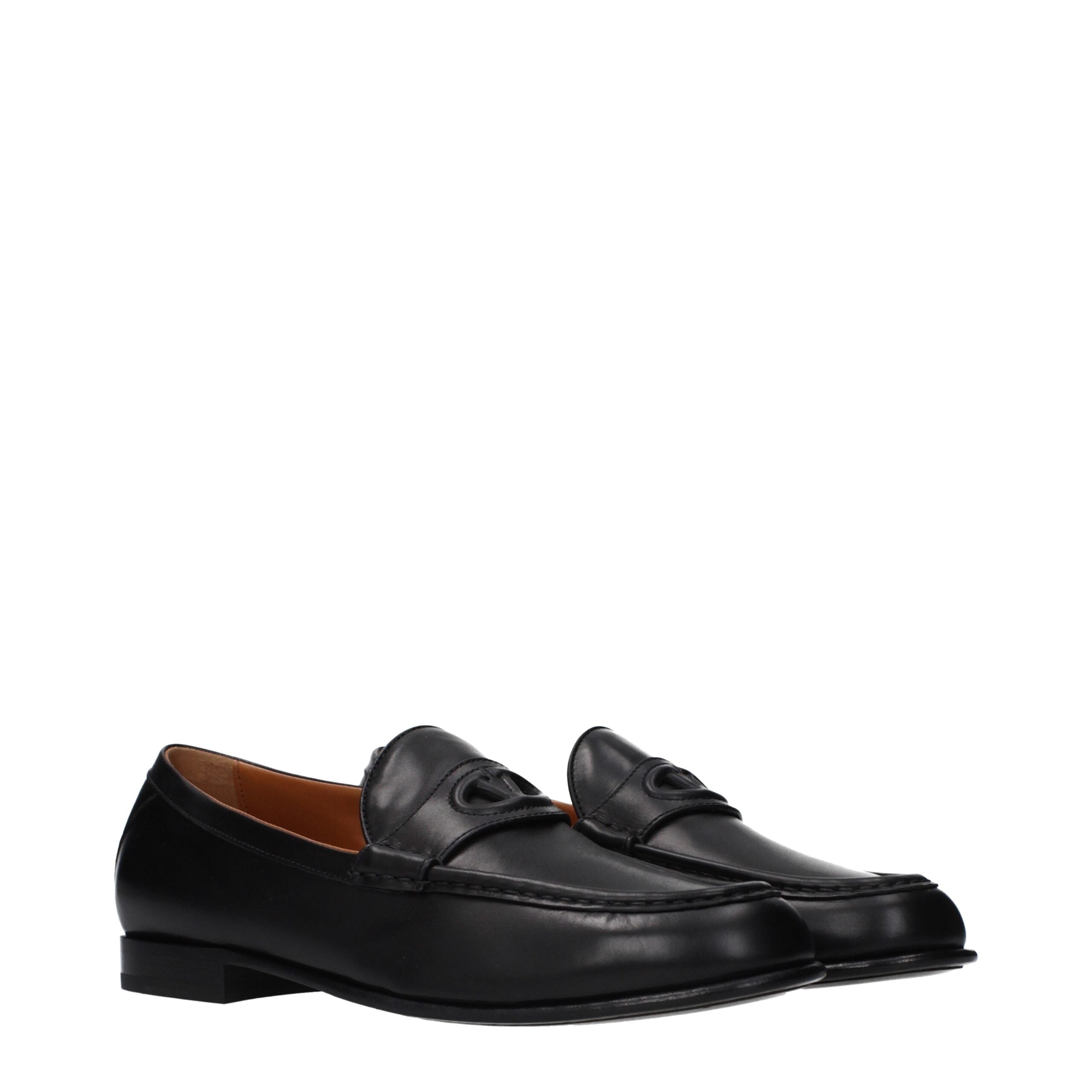 Black Leather Slip-On Loafers