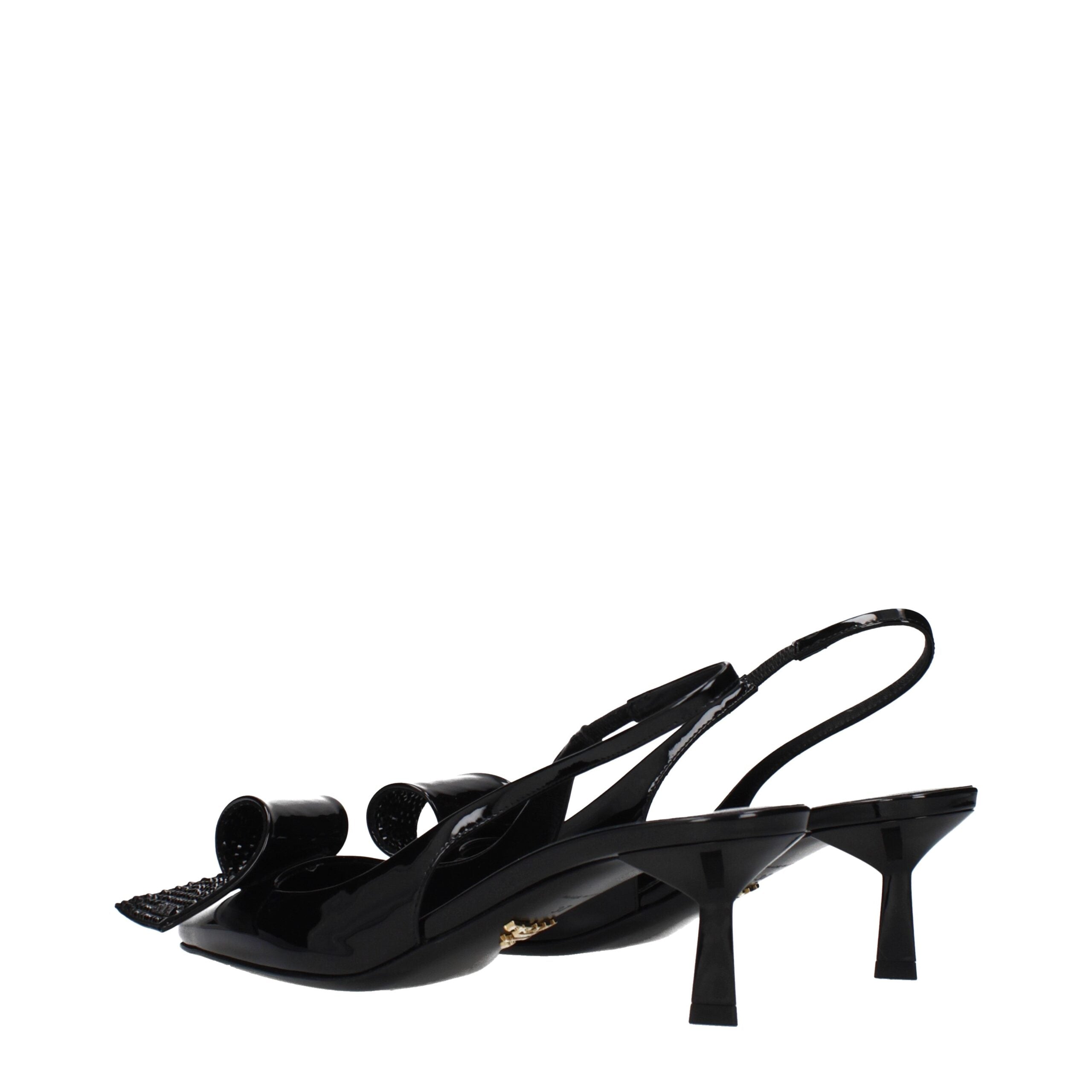 Black Leather Stiletto Heel Sandals