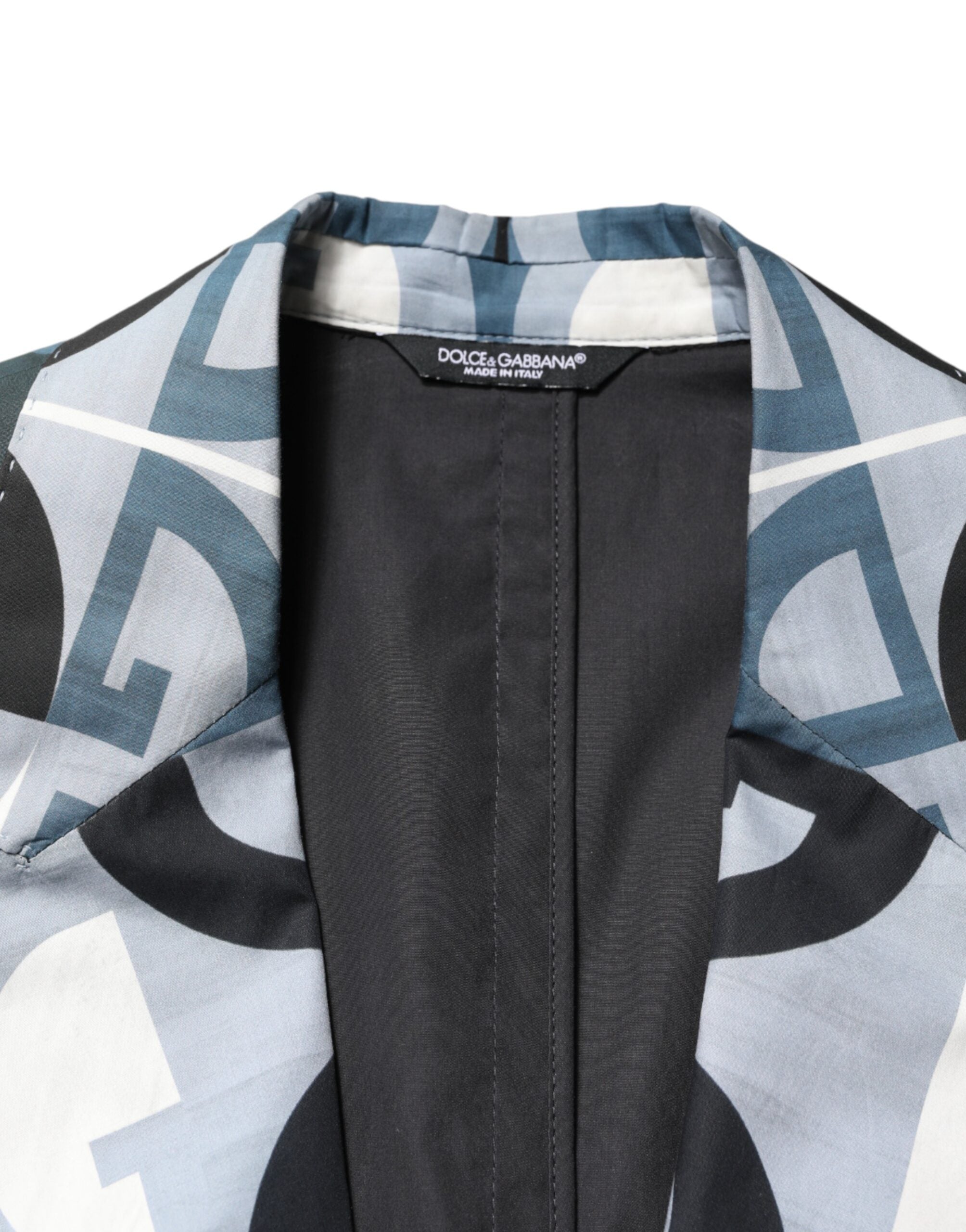 Blue Logo Monogram Single Breasted Blazer