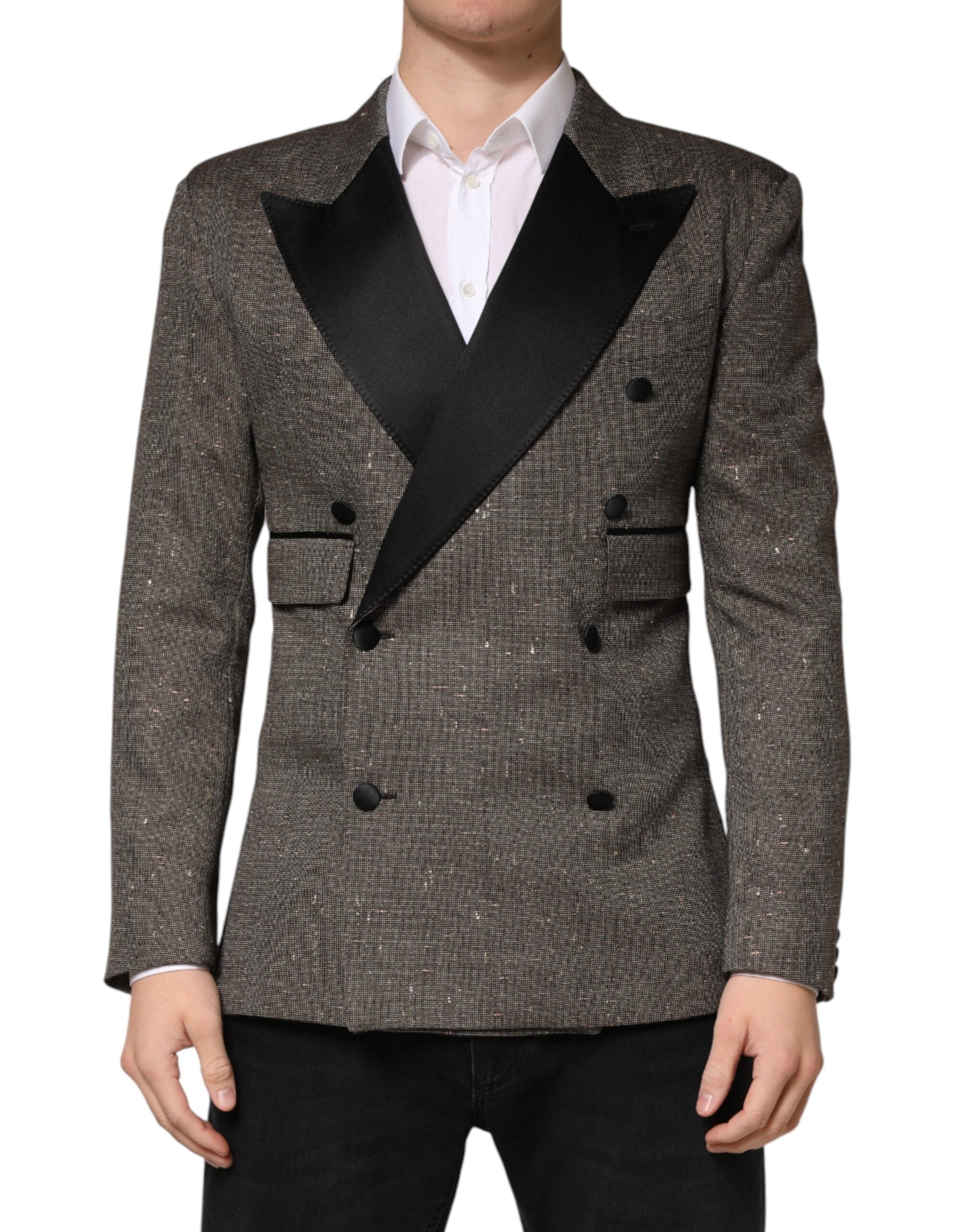 Gray Double Breasted 2 Button Jacket Blazer