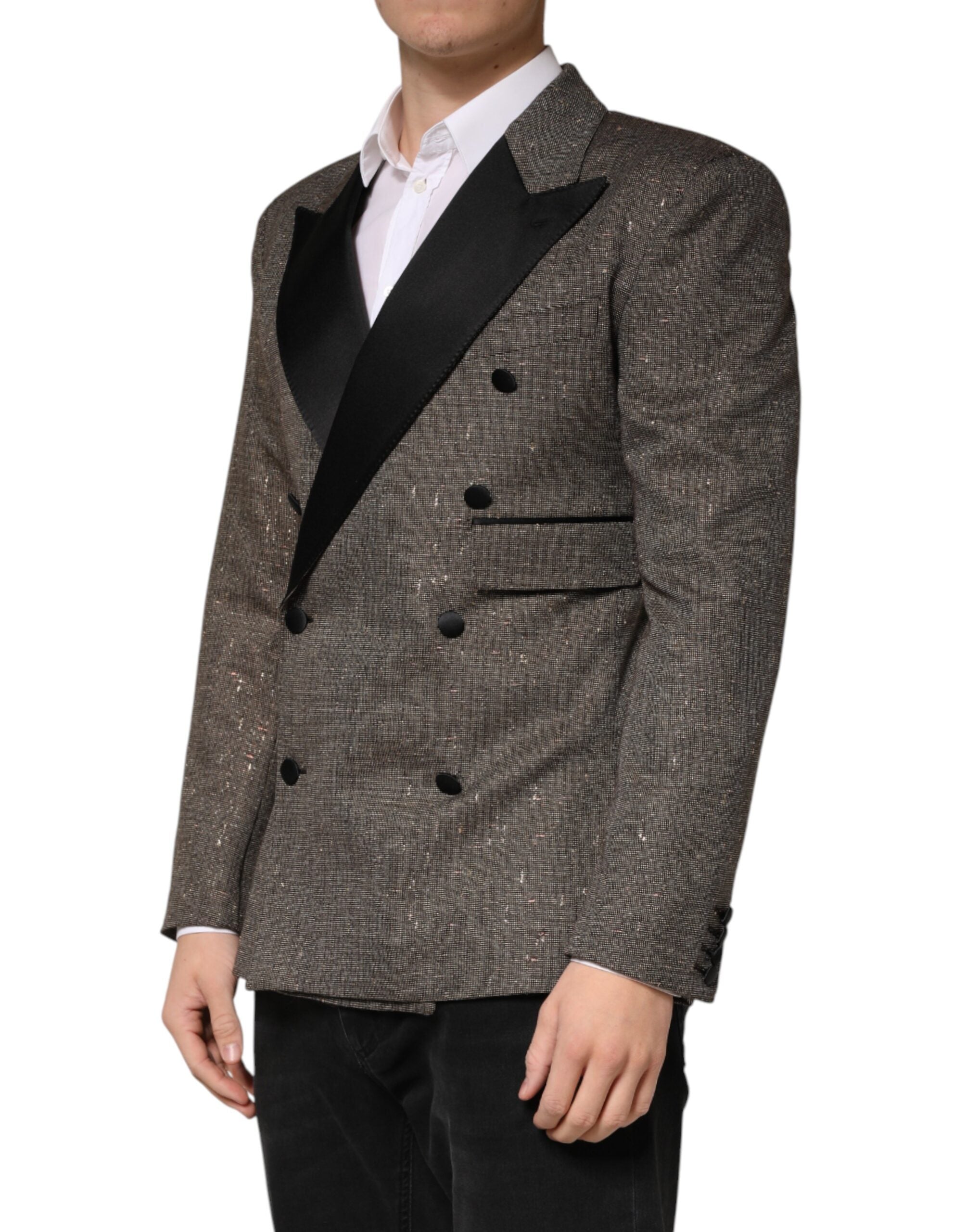 Gray Double Breasted 2 Button Jacket Blazer