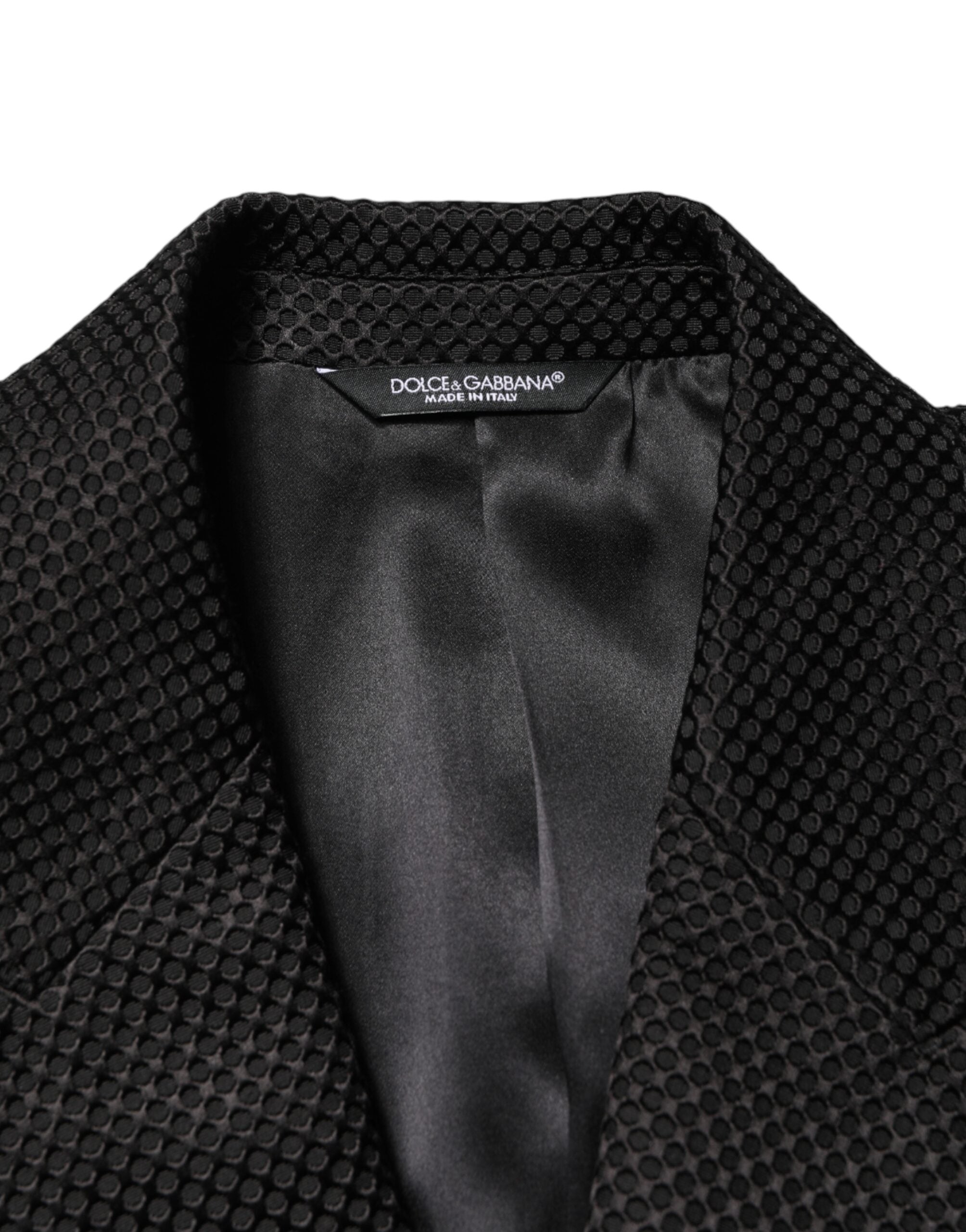 Black Cotton Double Breasted 2 Button Blazer