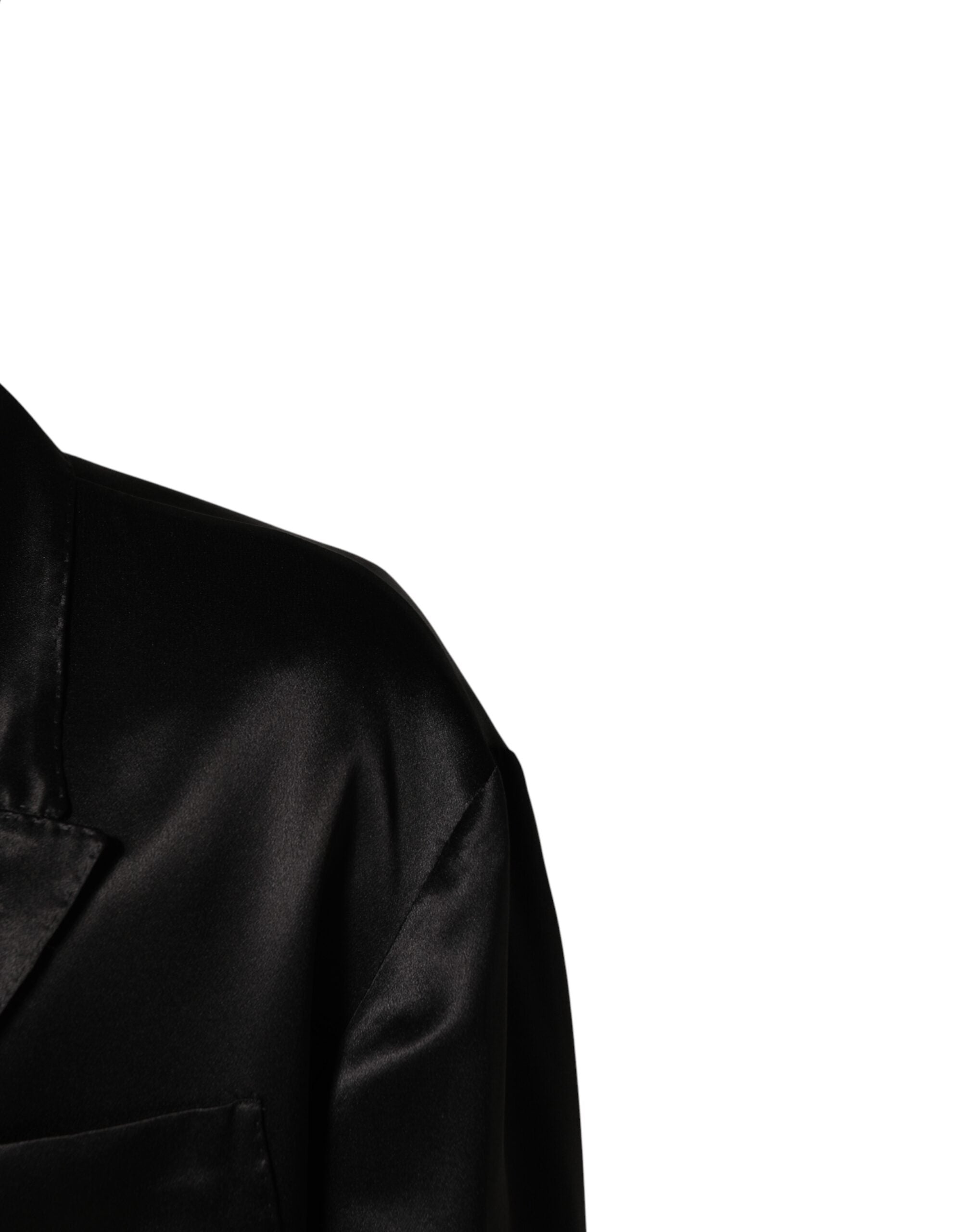 Black Silk Double Breasted 2 Button Blazer